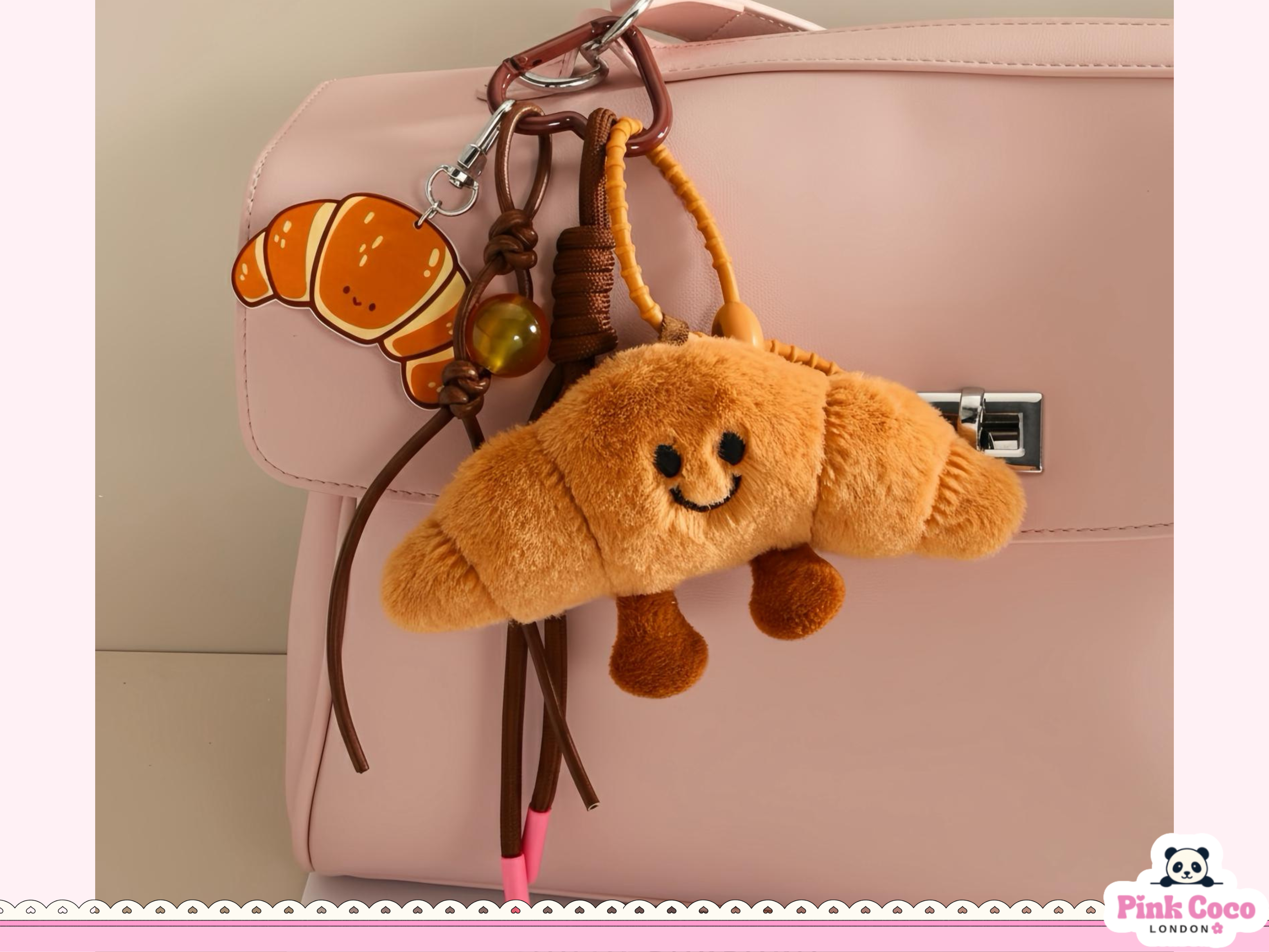 Croissant Bag Charm – Pink Coco London