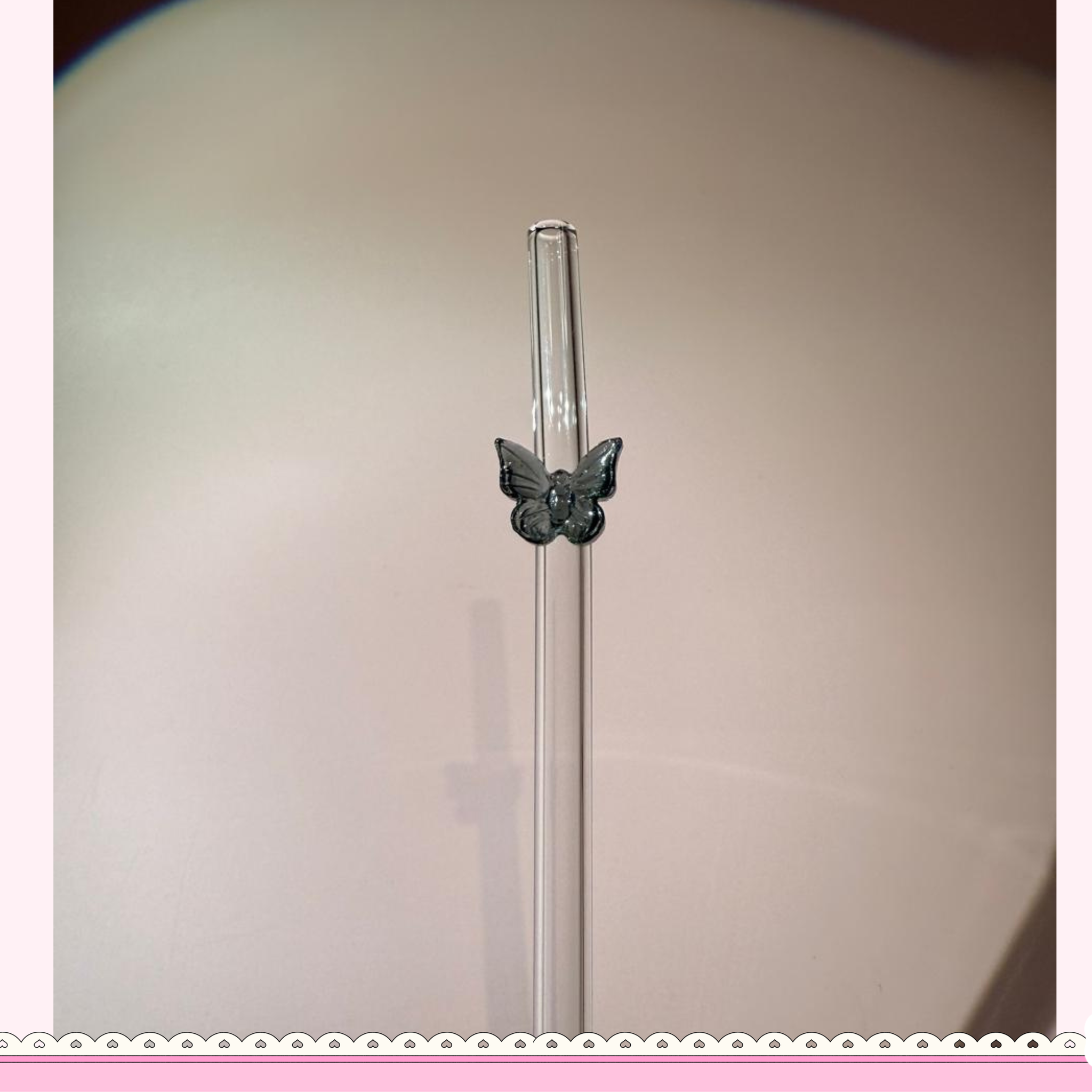 Glass Straw with Butterfly- Black