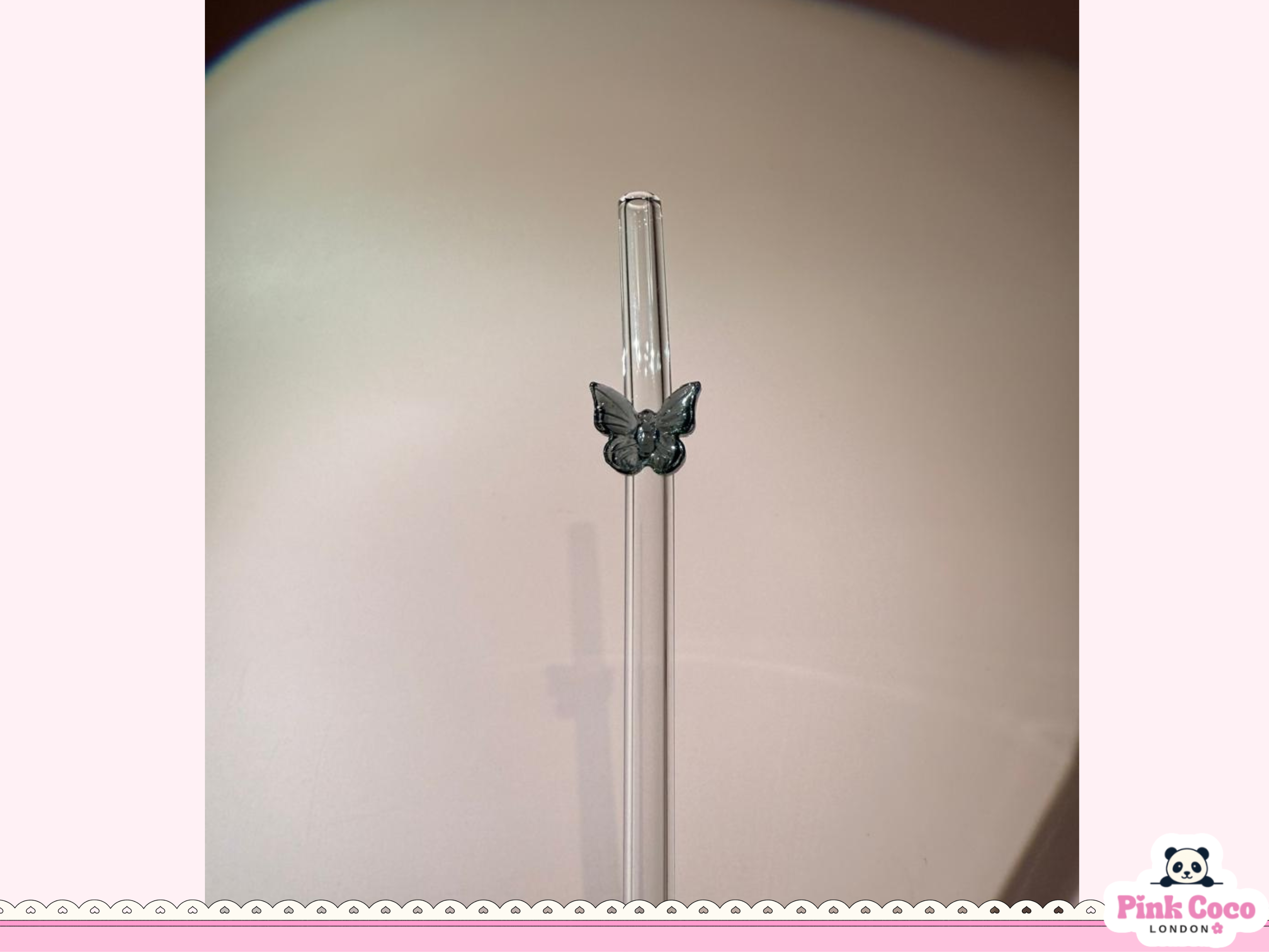 Glass Straw with Butterfly- Black