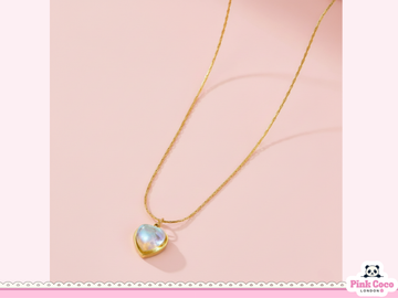 Moon Stone Heart Necklace