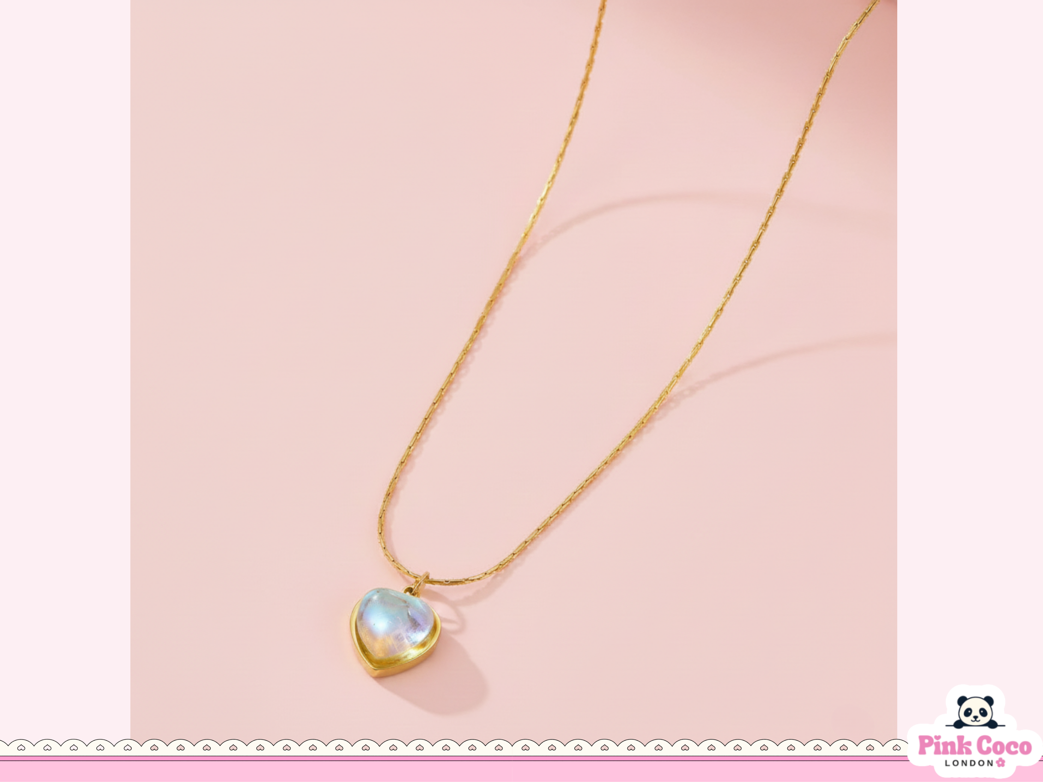 Moon Stone Heart Necklace