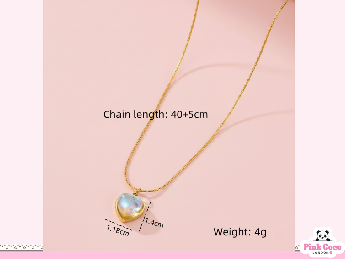 Moon Stone Heart Necklace