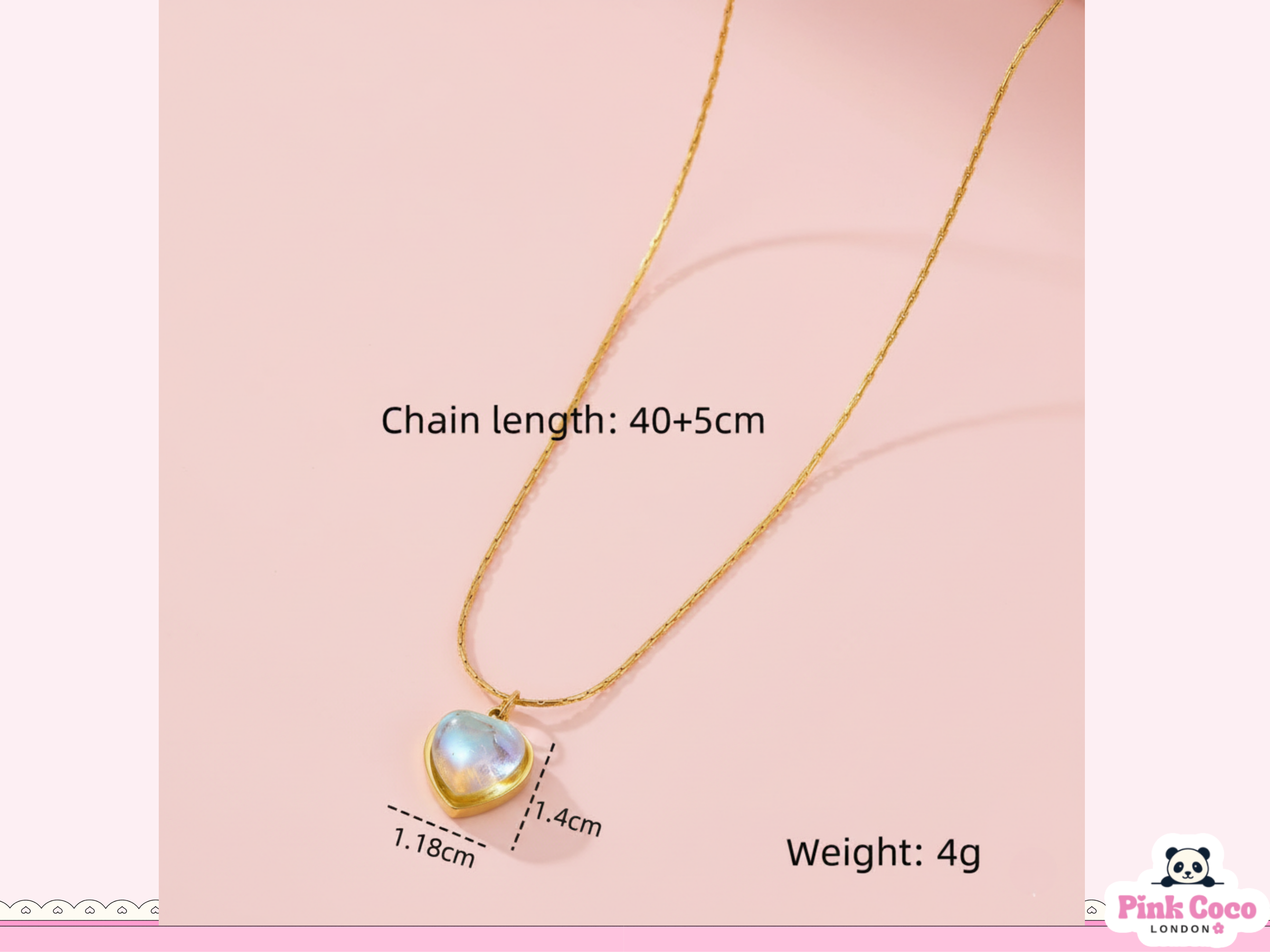 Moon Stone Heart Necklace