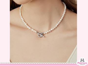 Freshwater Pearl Shell Bead Necklace- Silver Clasp