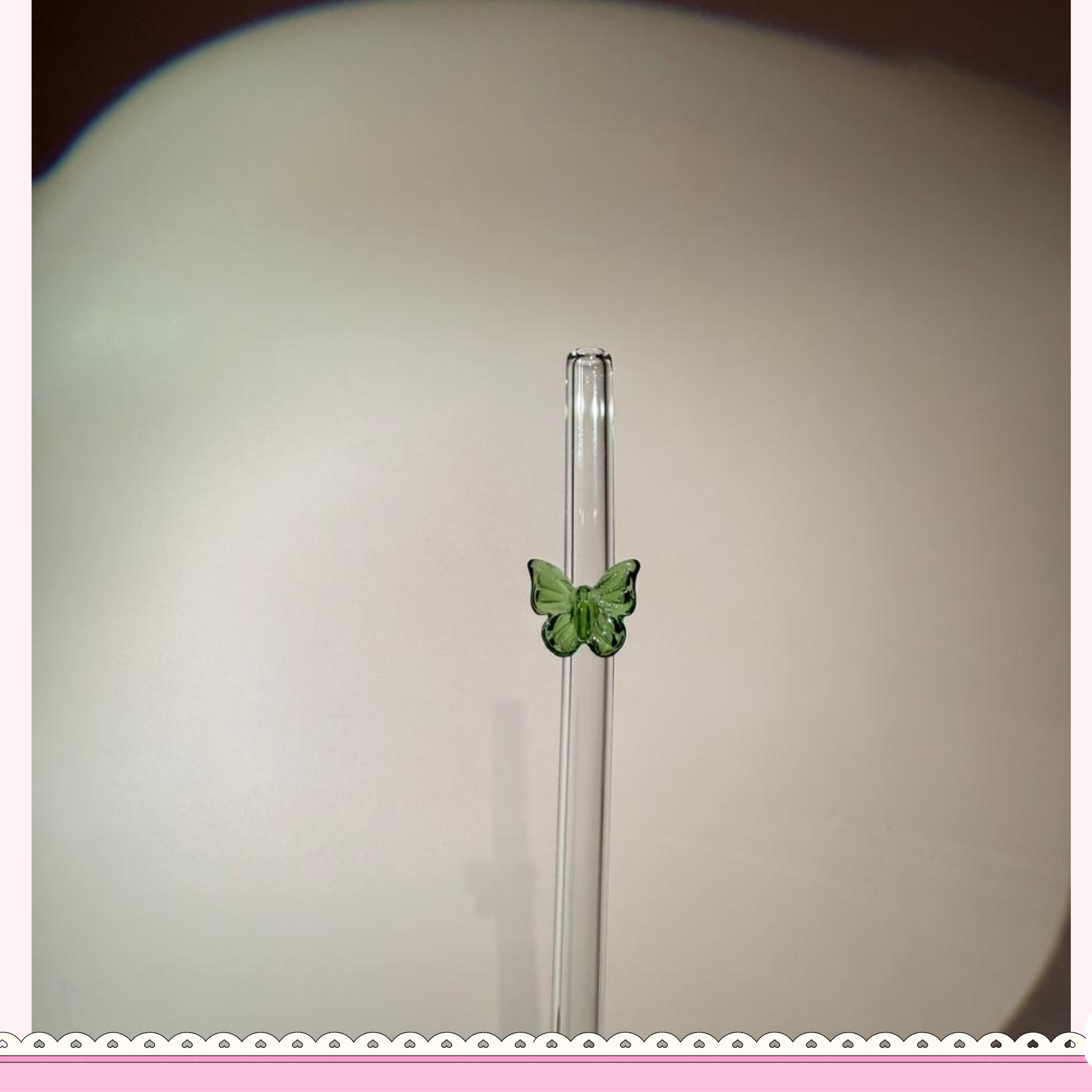 Glass Straw with Butterfly- Green
