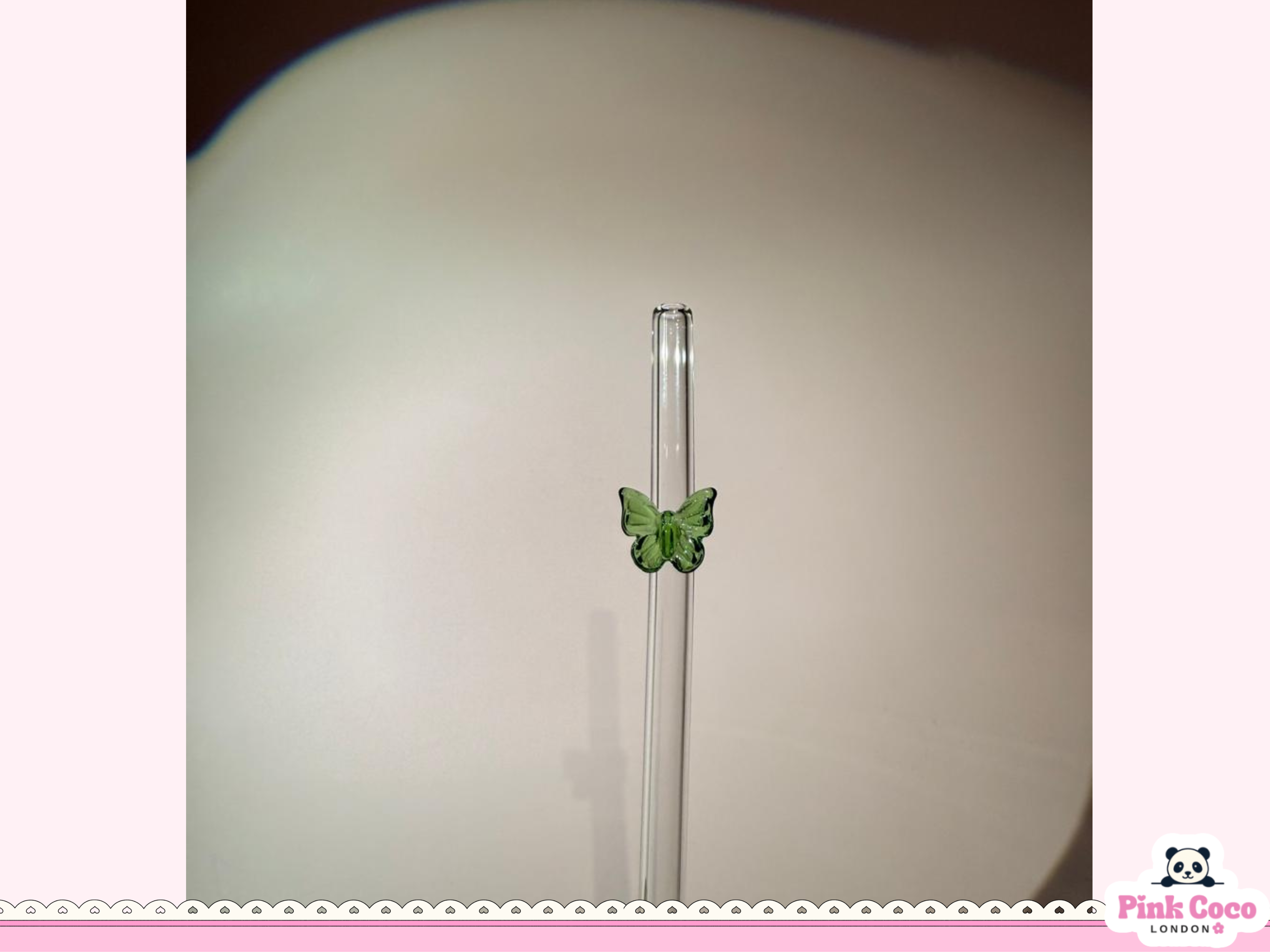 Glass Straw with Butterfly- Green