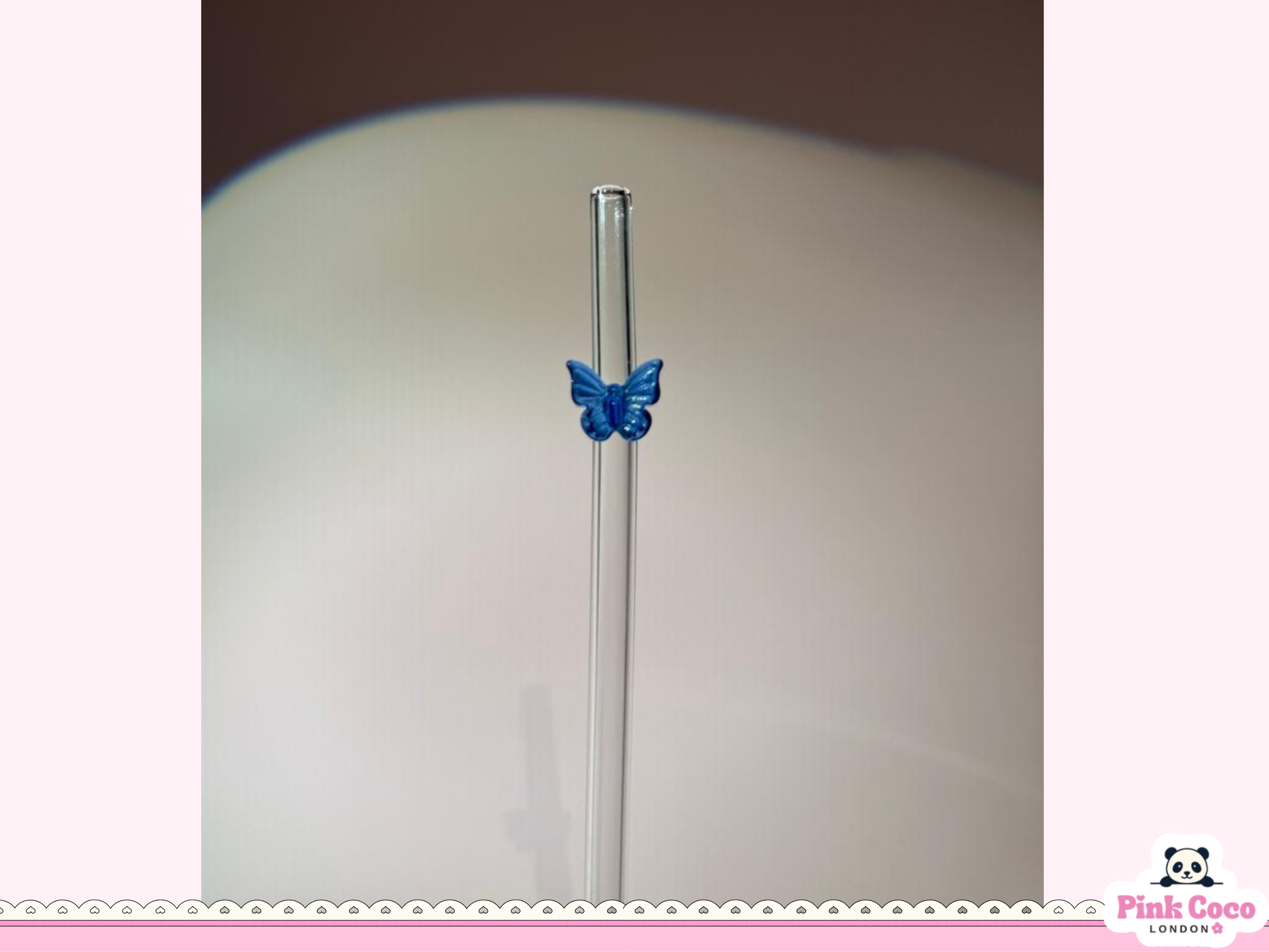 Glass Straw with Butterfly- Blue