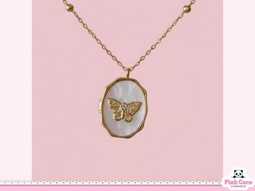 Oval Butterfly Shell Necklace