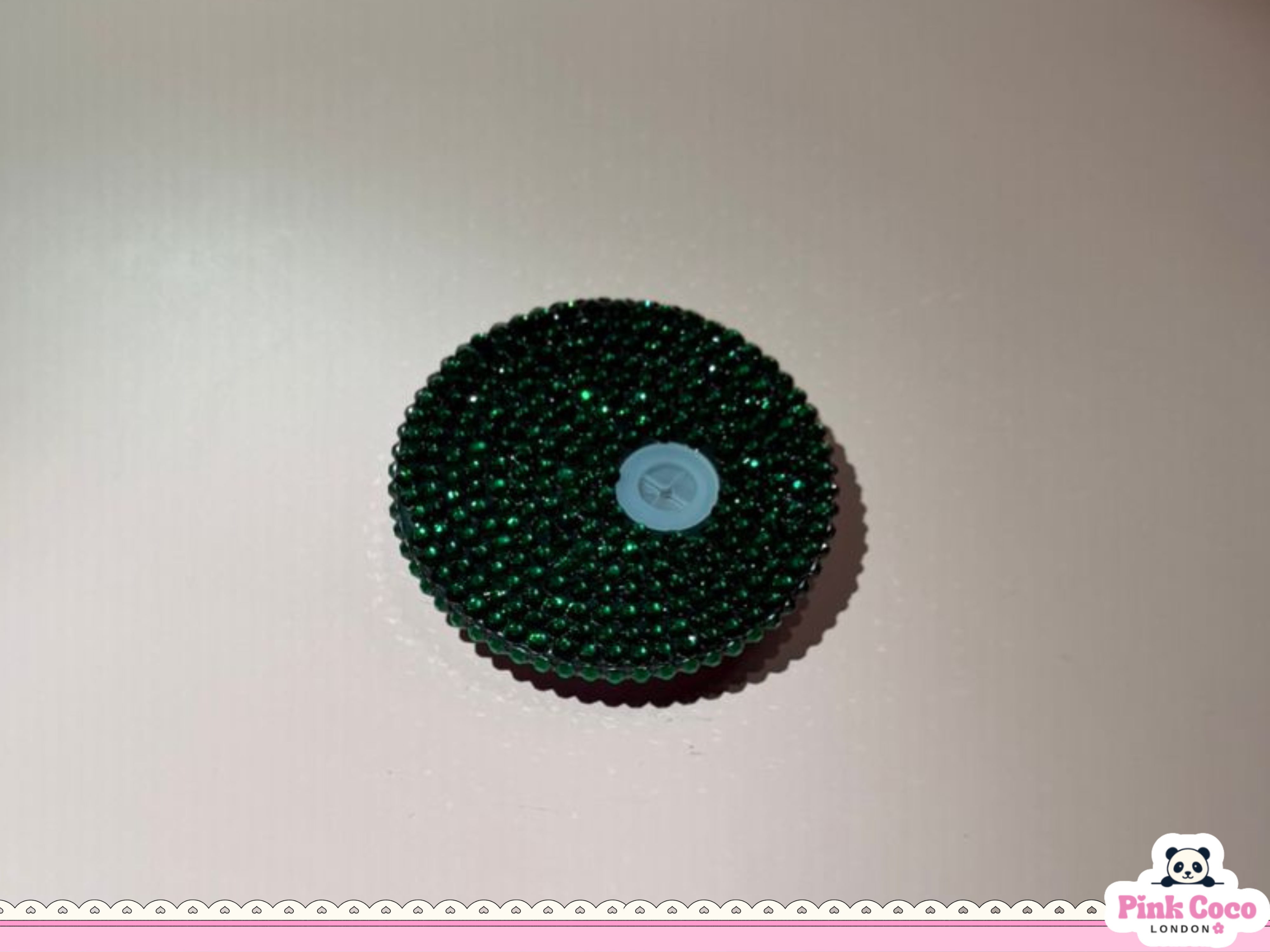 Rhinestone Lid for Glass Can Cups- Green