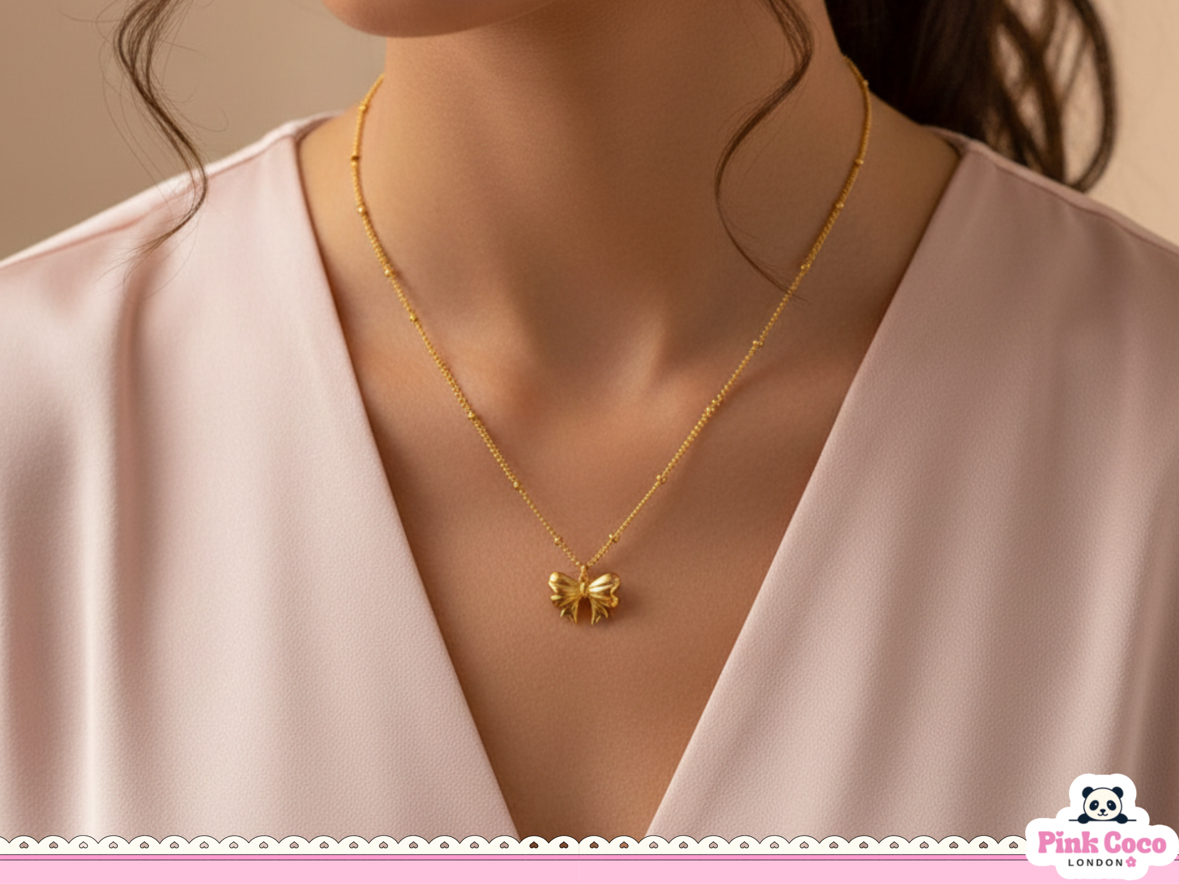 Sweet Bow Gold Plated Necklace