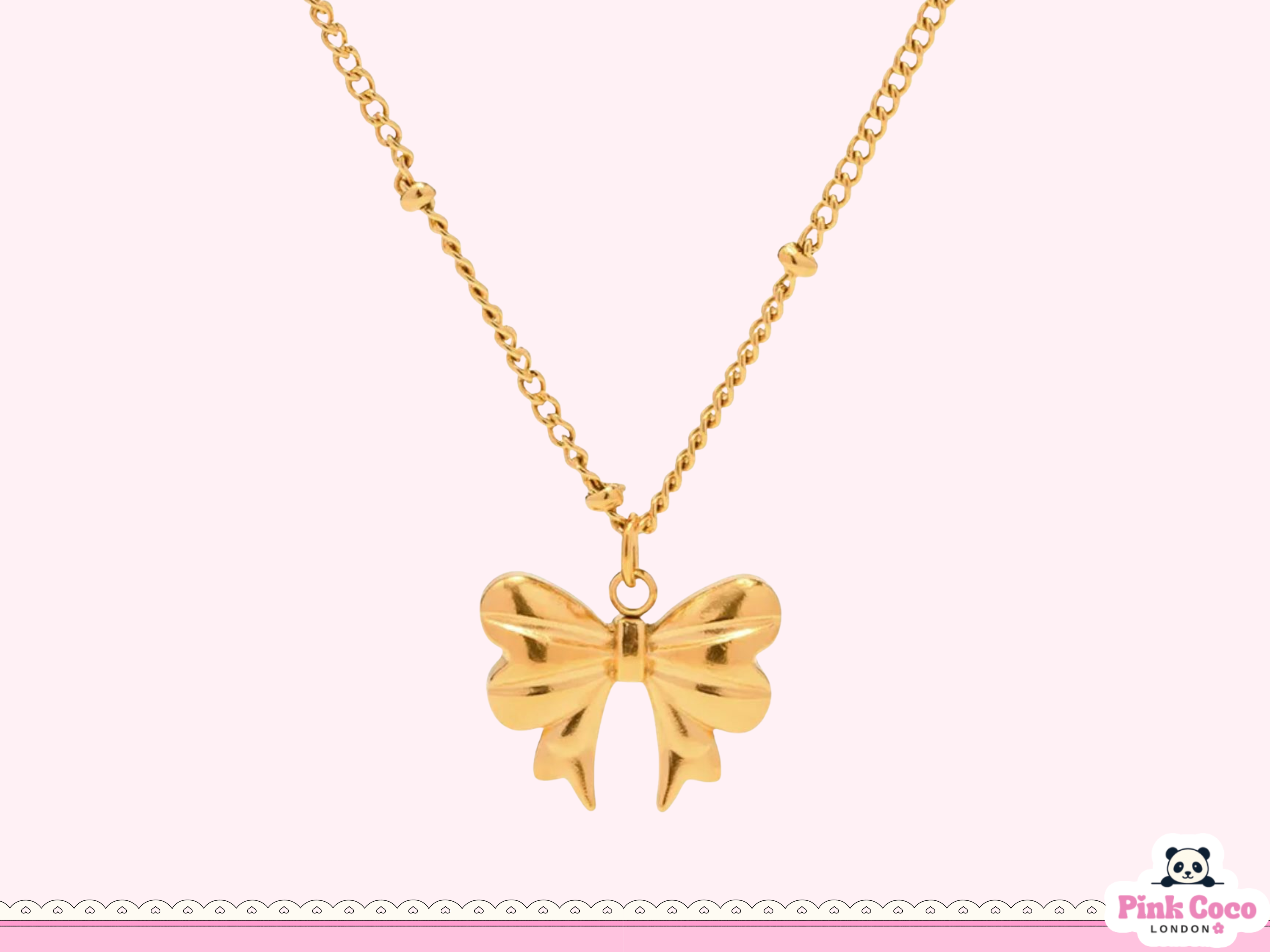 Sweet Bow Gold Plated Necklace