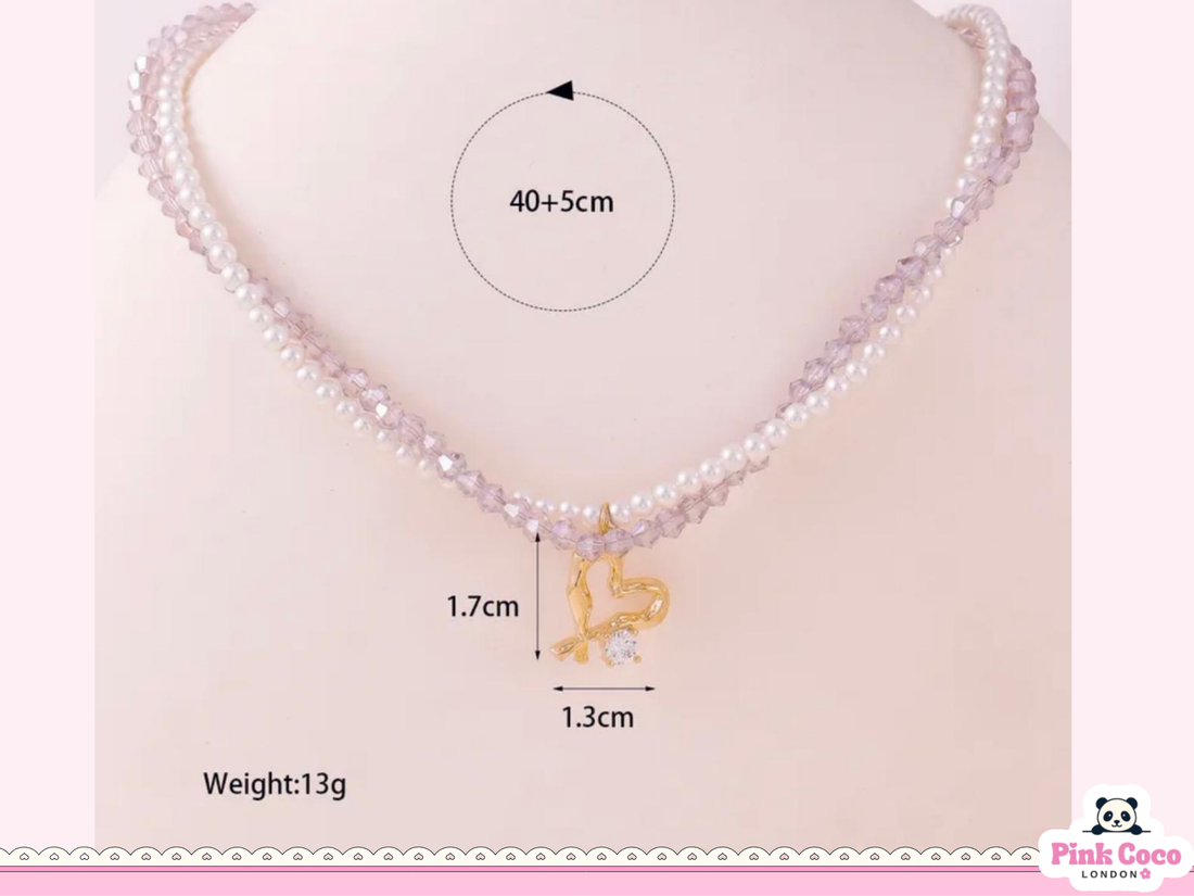 Double Layer Pearl Heart Necklace