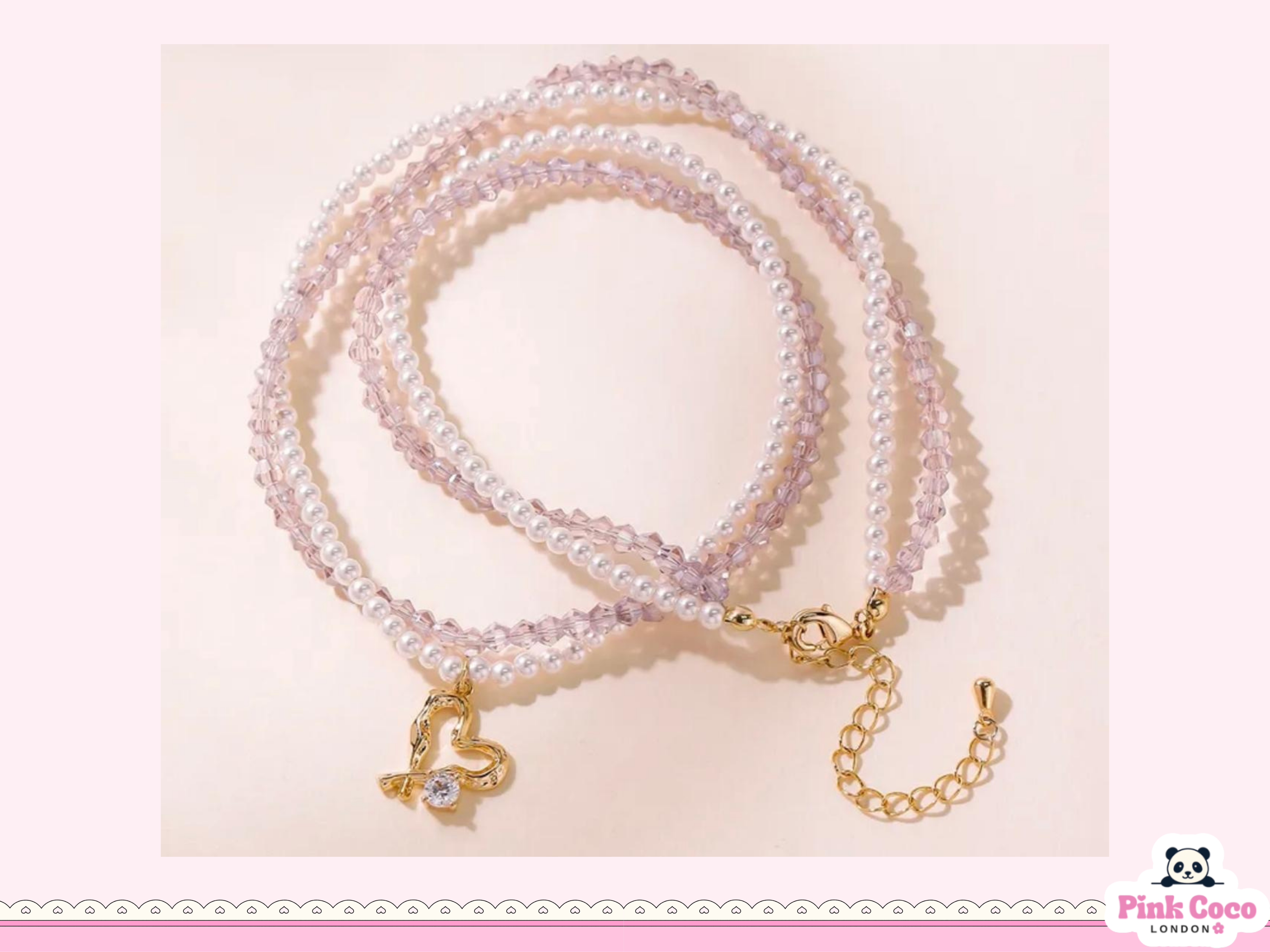 Double Layer Pearl Heart Necklace