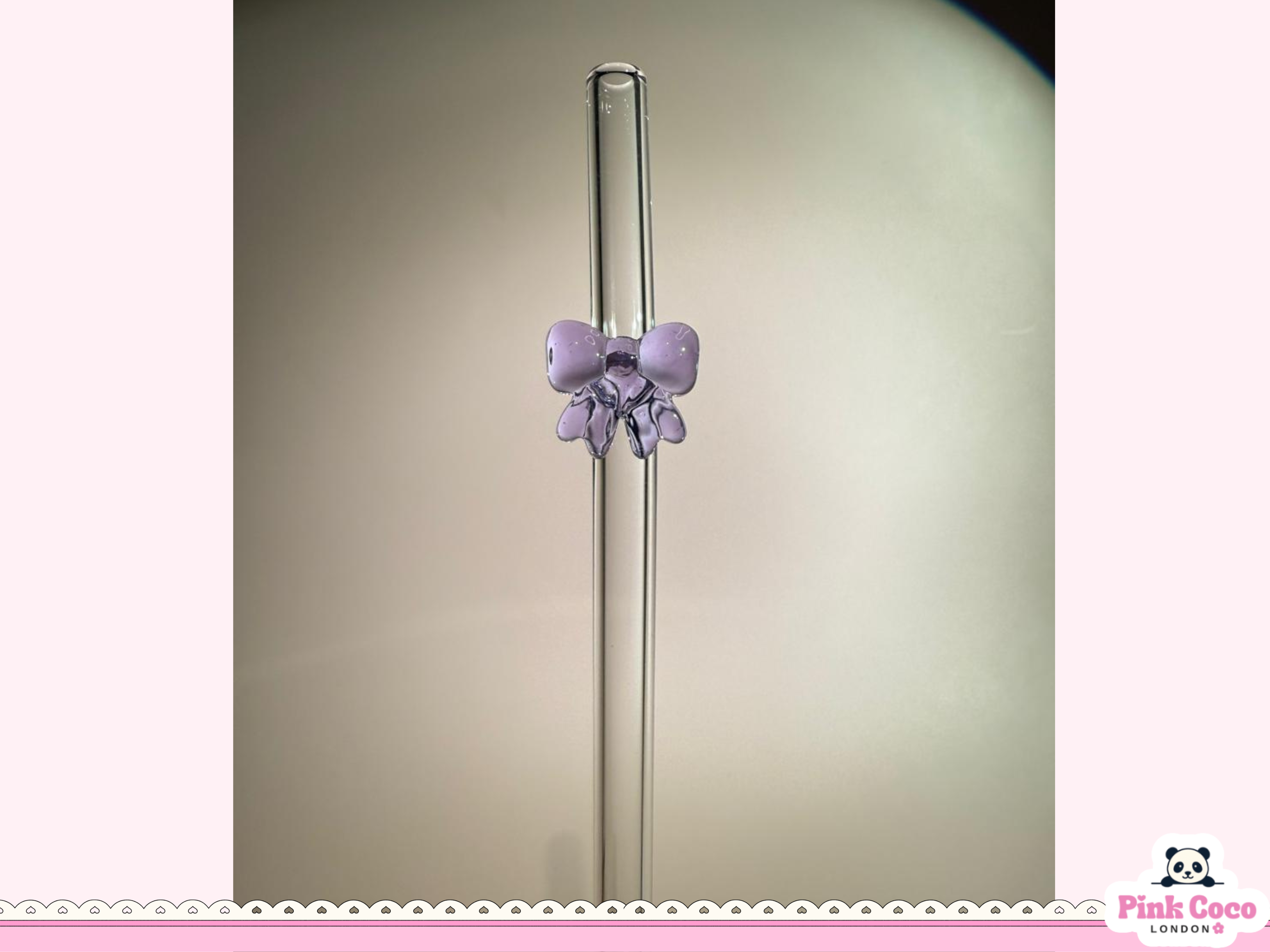 Glass Straw with Bow- Purple