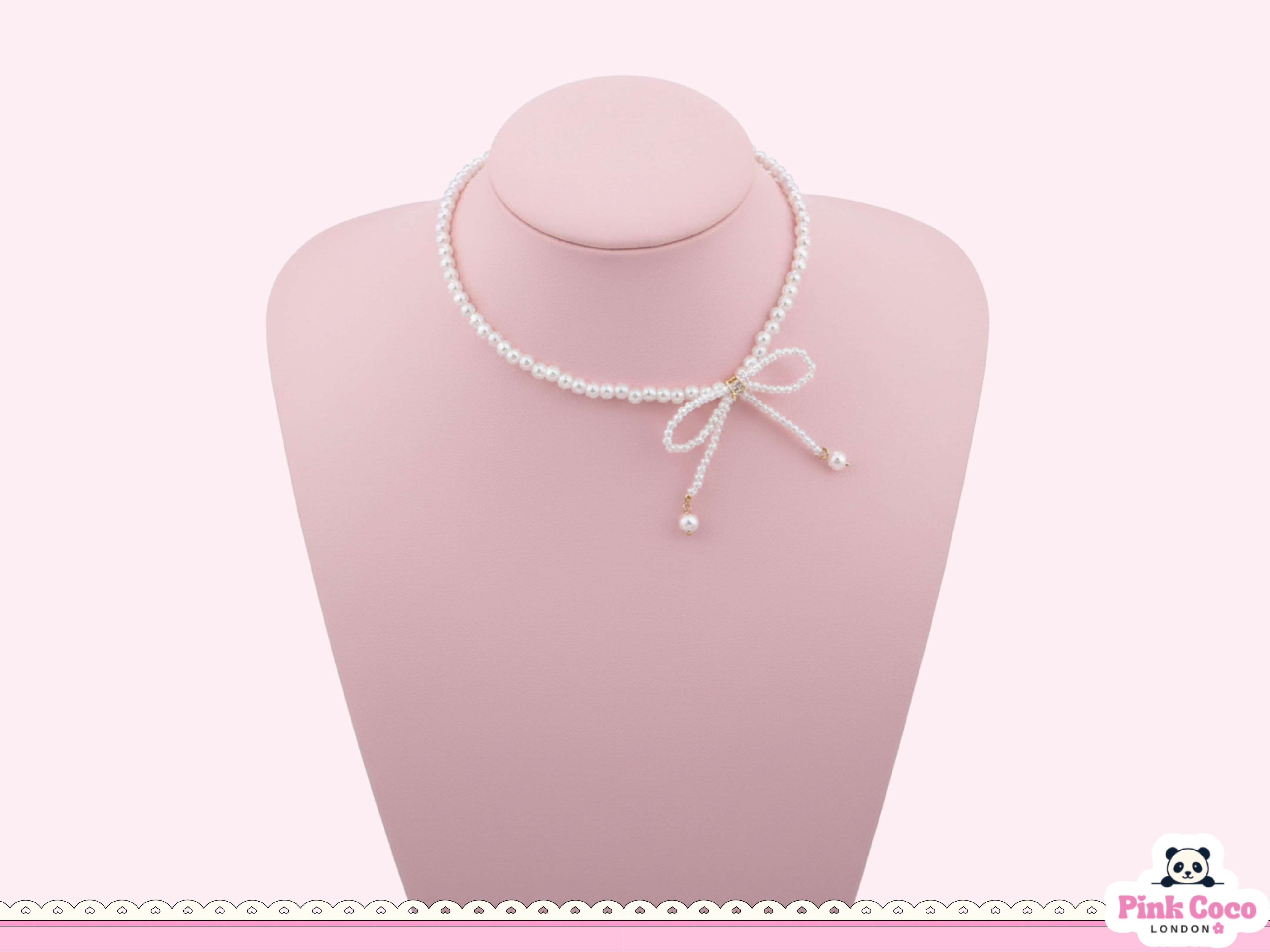 Sweet Bow Pearl Necklace