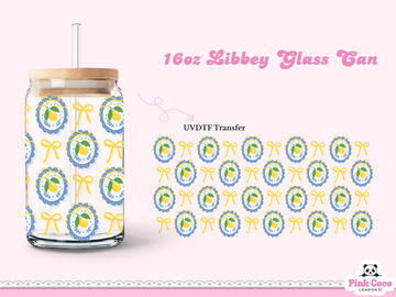 16oz Libbey Glass Can| UV DTF Double Sided| Coquette and Lime