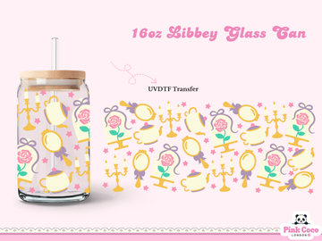 16oz Libbey Glass Can| UV DTF Double Sided | Beauty and Prince