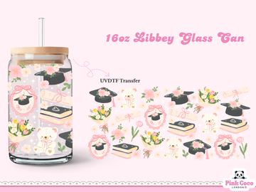 16oz Libbey Glass Can| UV DTF Double Sided| Spring Graduation
