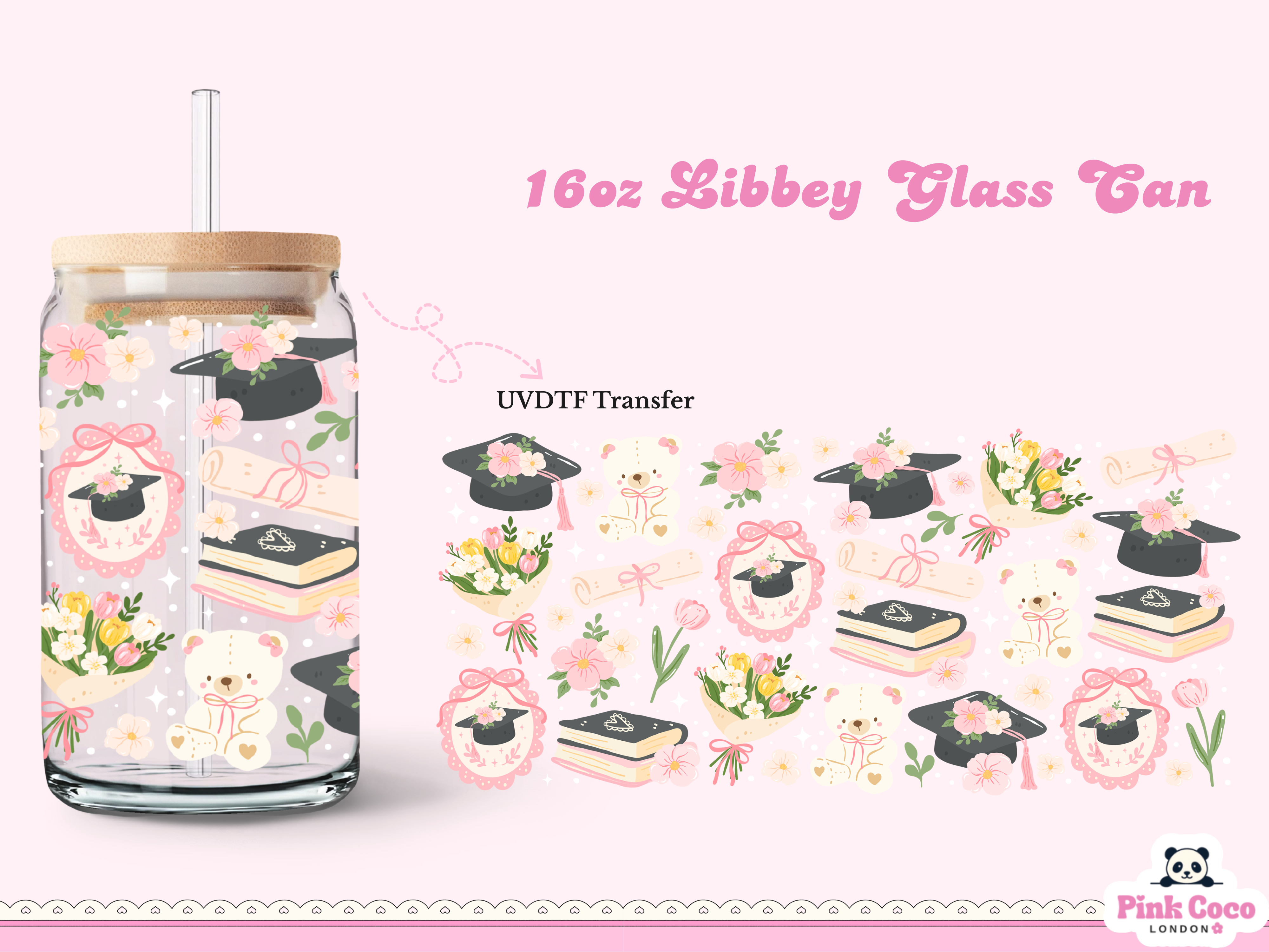 16oz Libbey Glass Can| UV DTF Double Sided| Spring Graduation