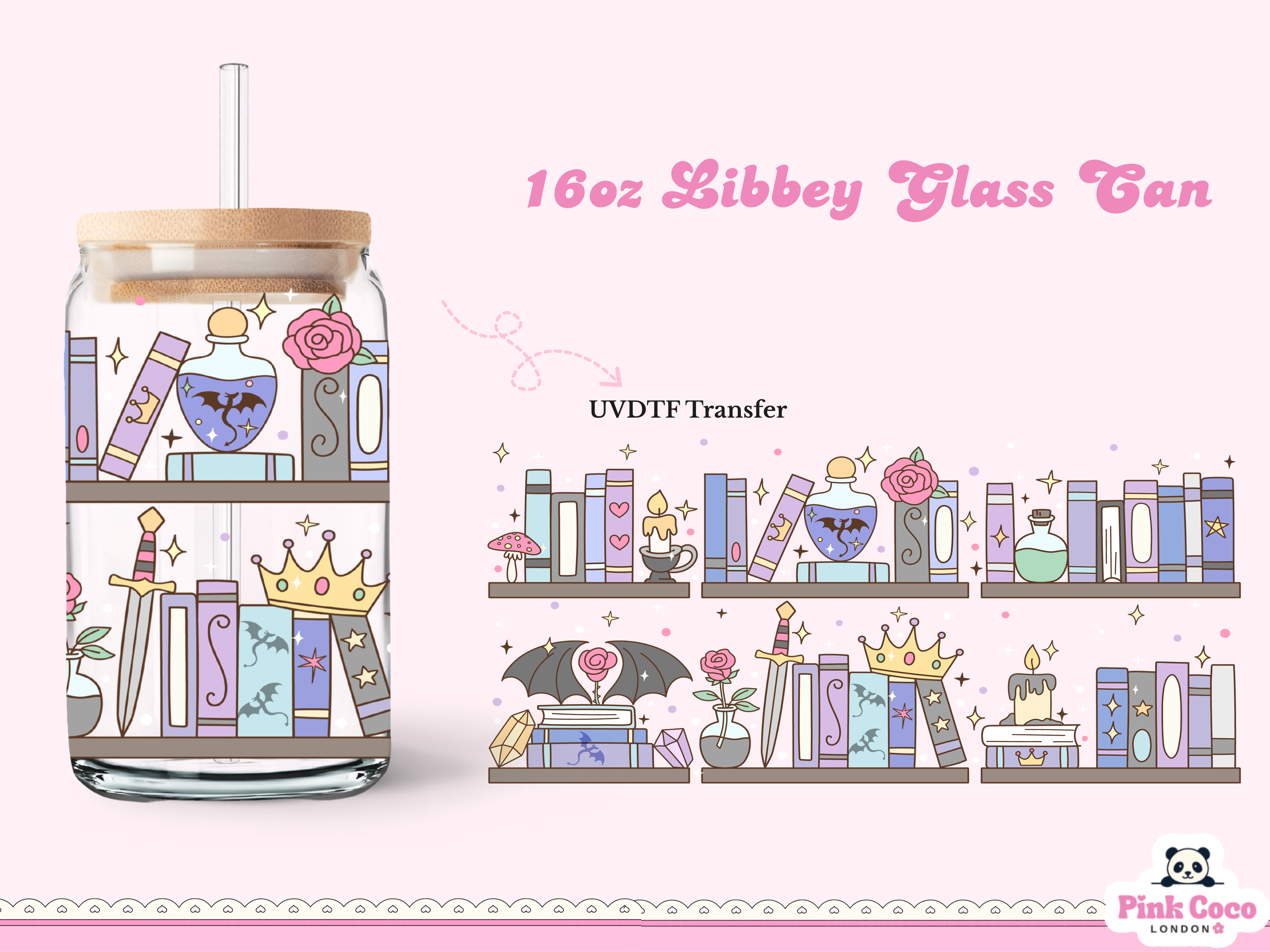 16oz Libbey Glass Can| UV DTF Double Sided| Witchcraft 2