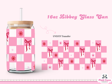 16oz Libbey Glass Can| UV DTF Double Sided| Coquette
