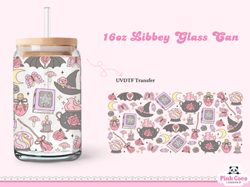 16oz Libbey Glass Can| UV DTF Double Sided| Witchcraft