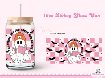16oz Libbey Glass Can| UV DTF Double Sided| Bookish Halloween