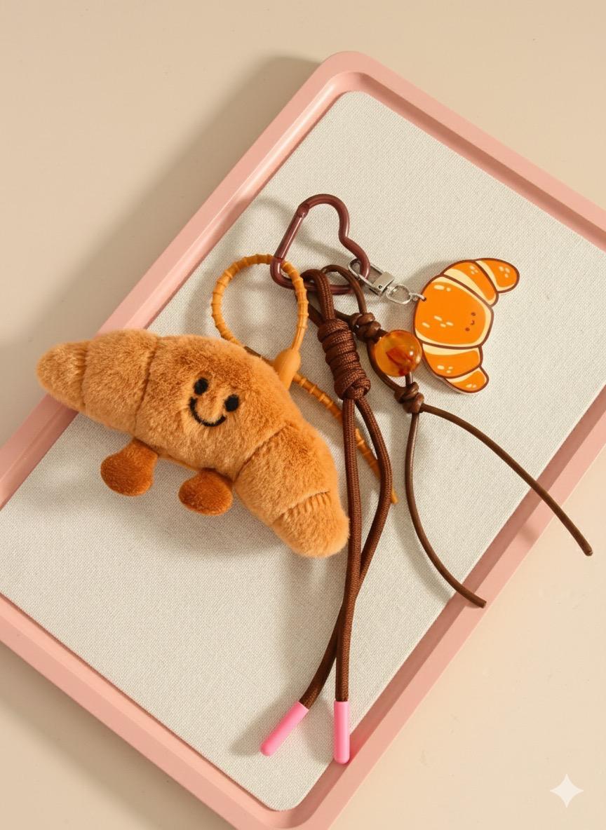 Croissant Bag Charm – Pink Coco London