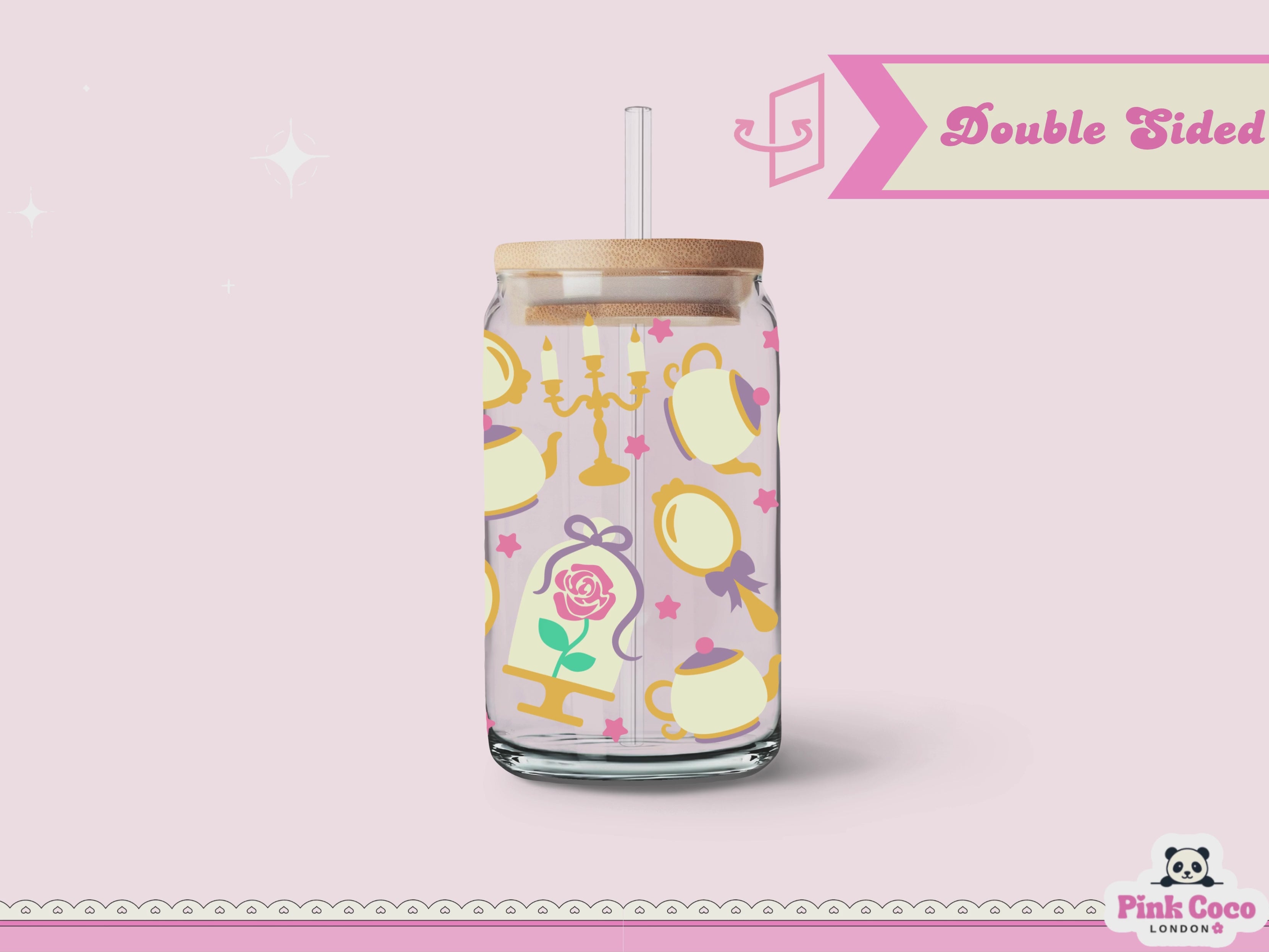 16oz Libbey Glass Can| UV DTF Double Sided | Beauty and Prince