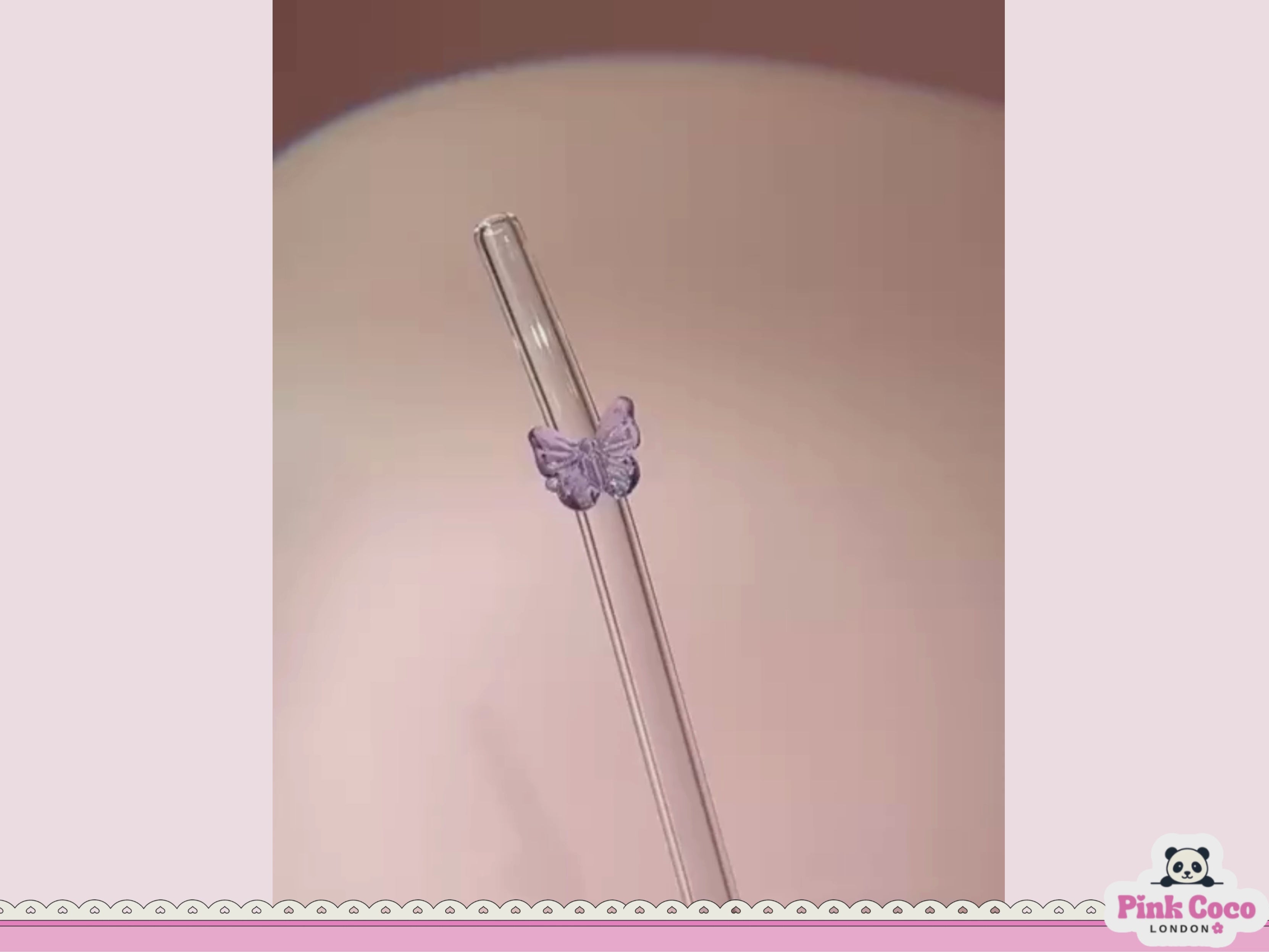 Glass Straw with Butterfly- Purple