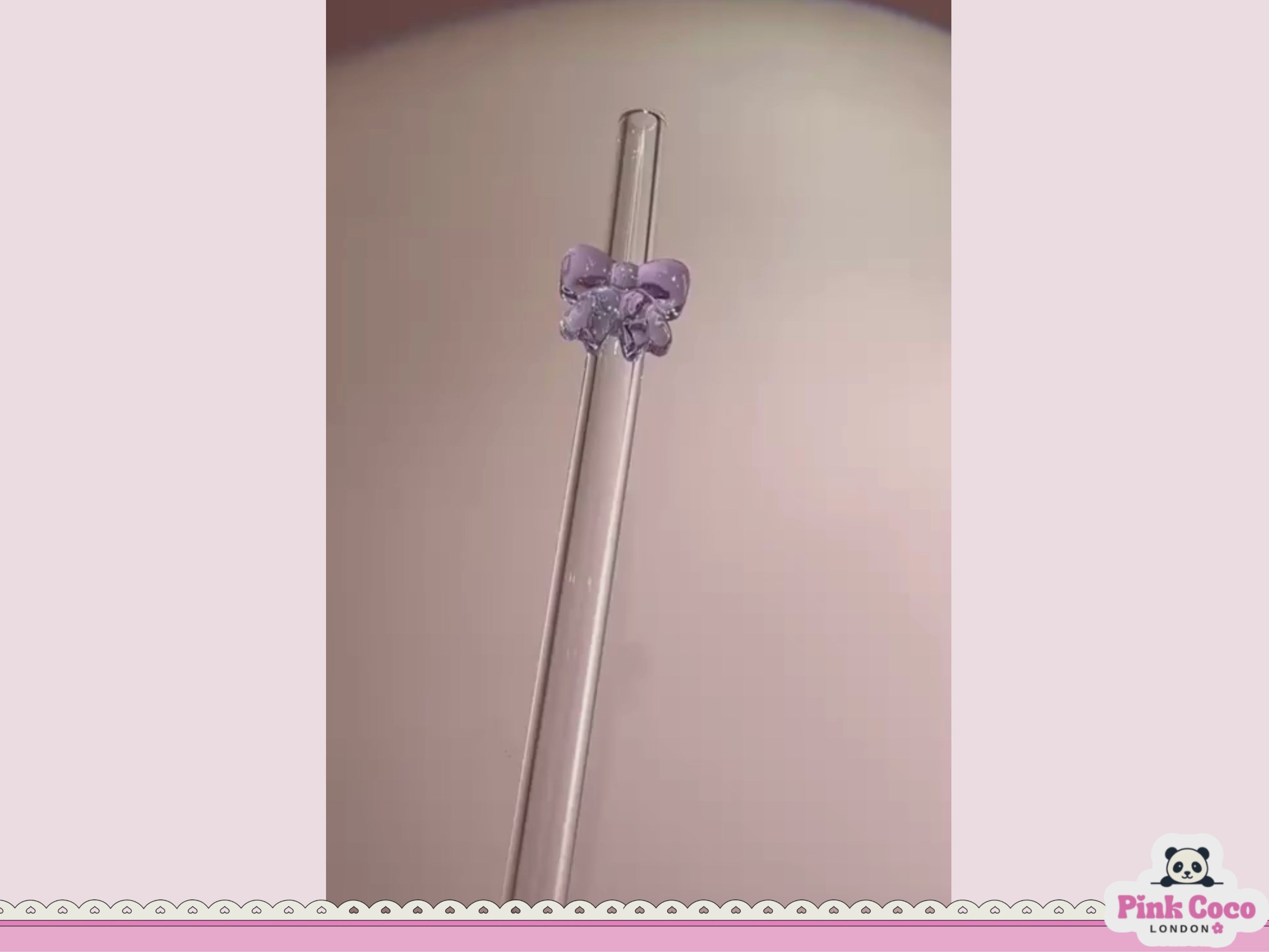Glass Straw with Bow- Purple