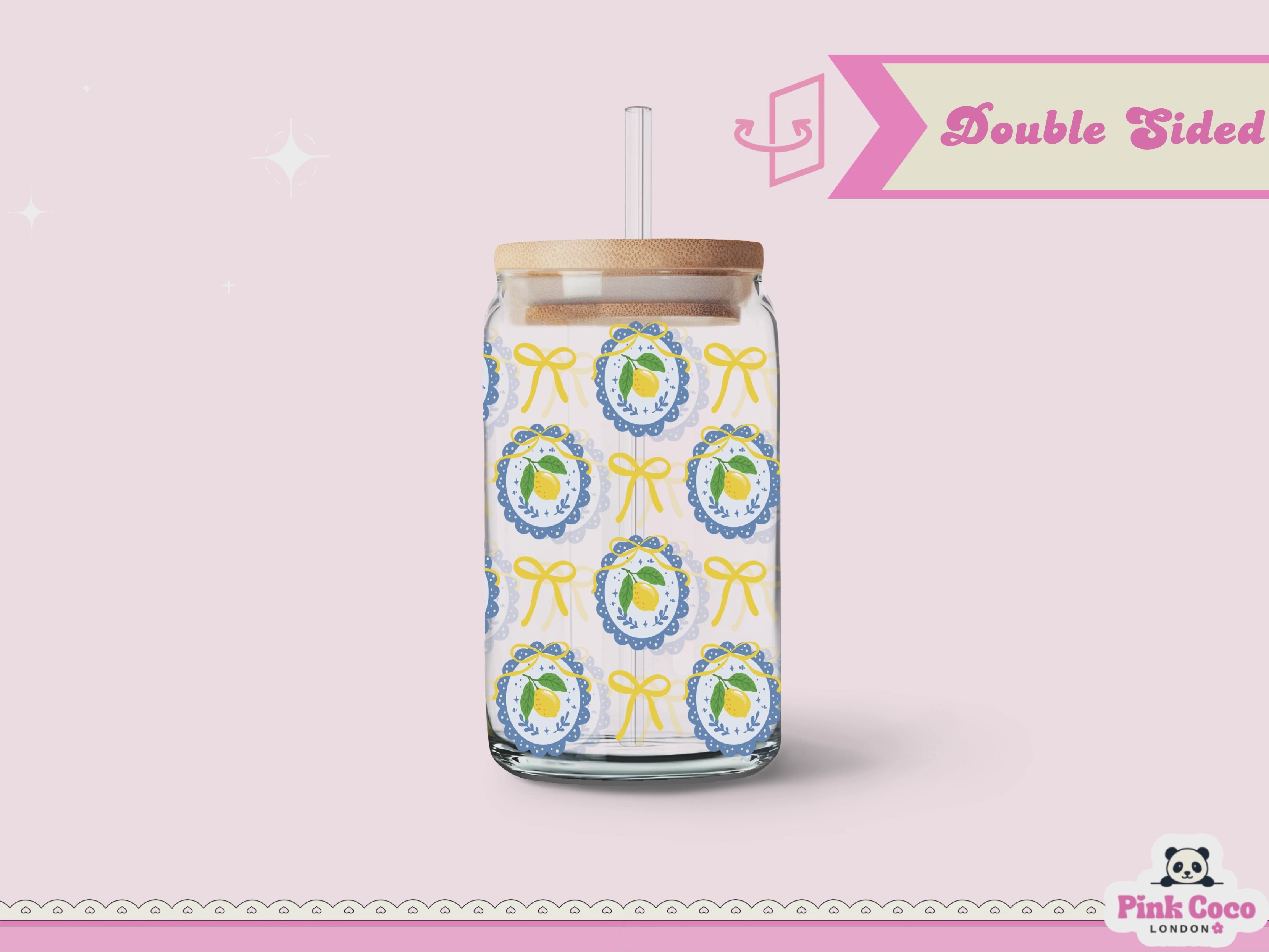 16oz Libbey Glass Can| UV DTF Double Sided| Coquette and Lime