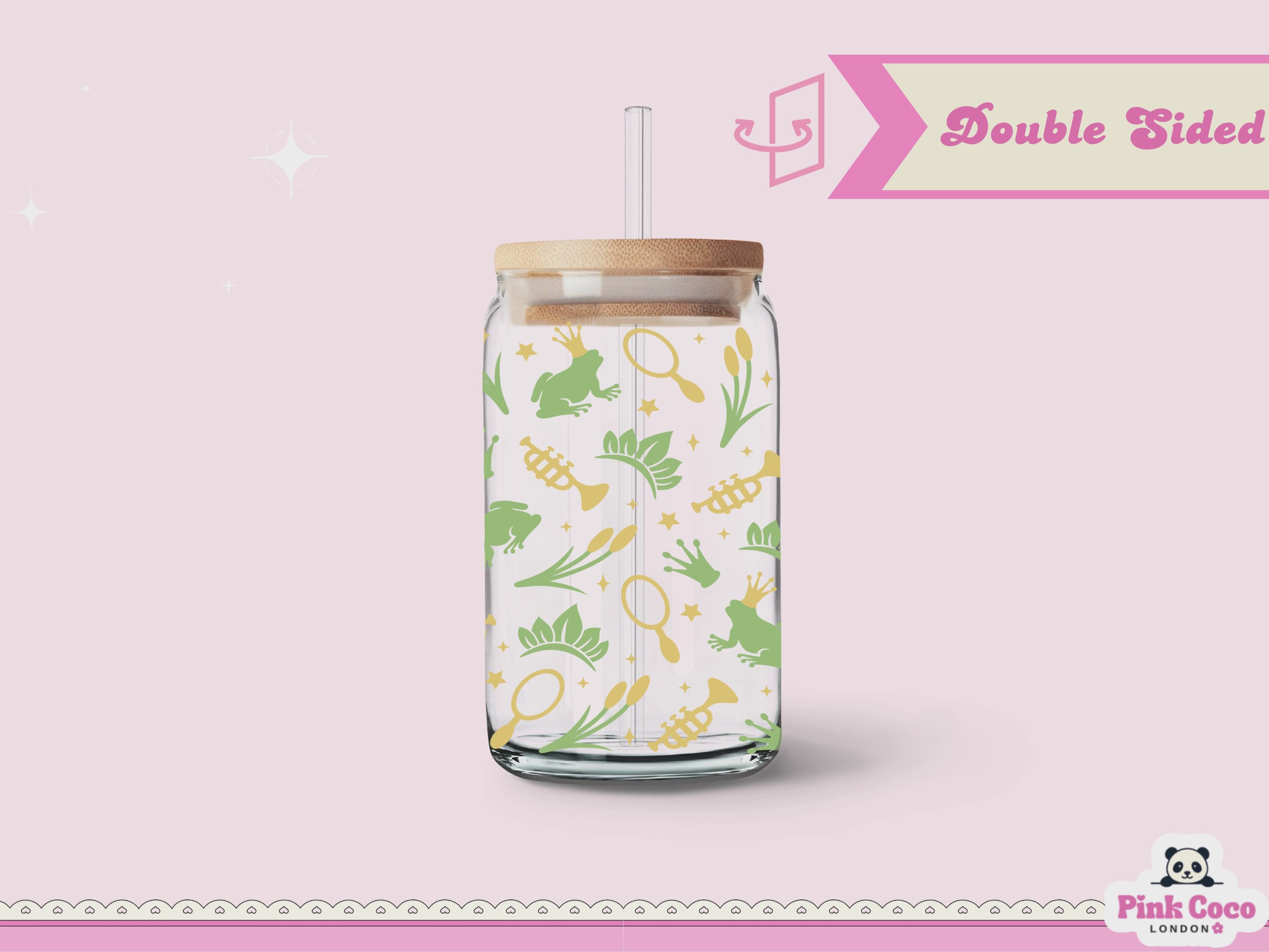 16oz Libbey Glass Can| UV DTF Double Sided| Frog Princess