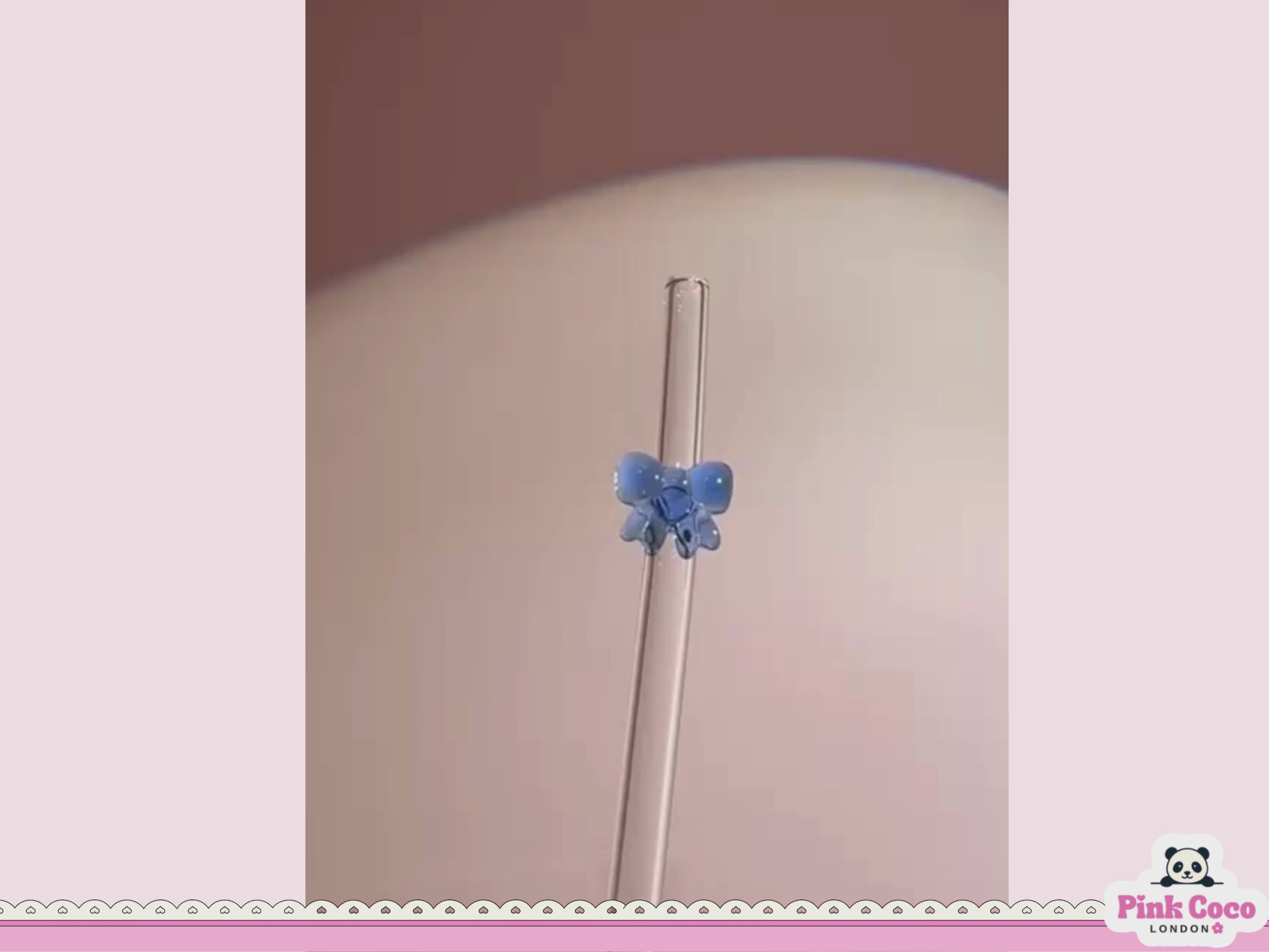 Glass Straw with Bow- Blue