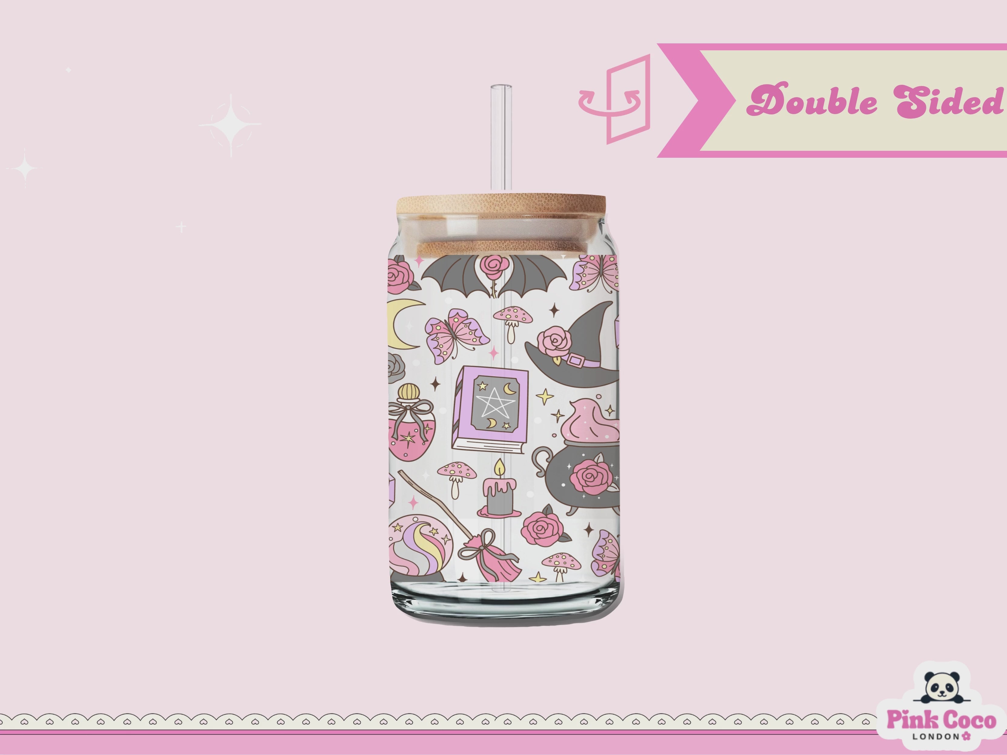 16oz Libbey Glass Can| UV DTF Double Sided| Witchcraft