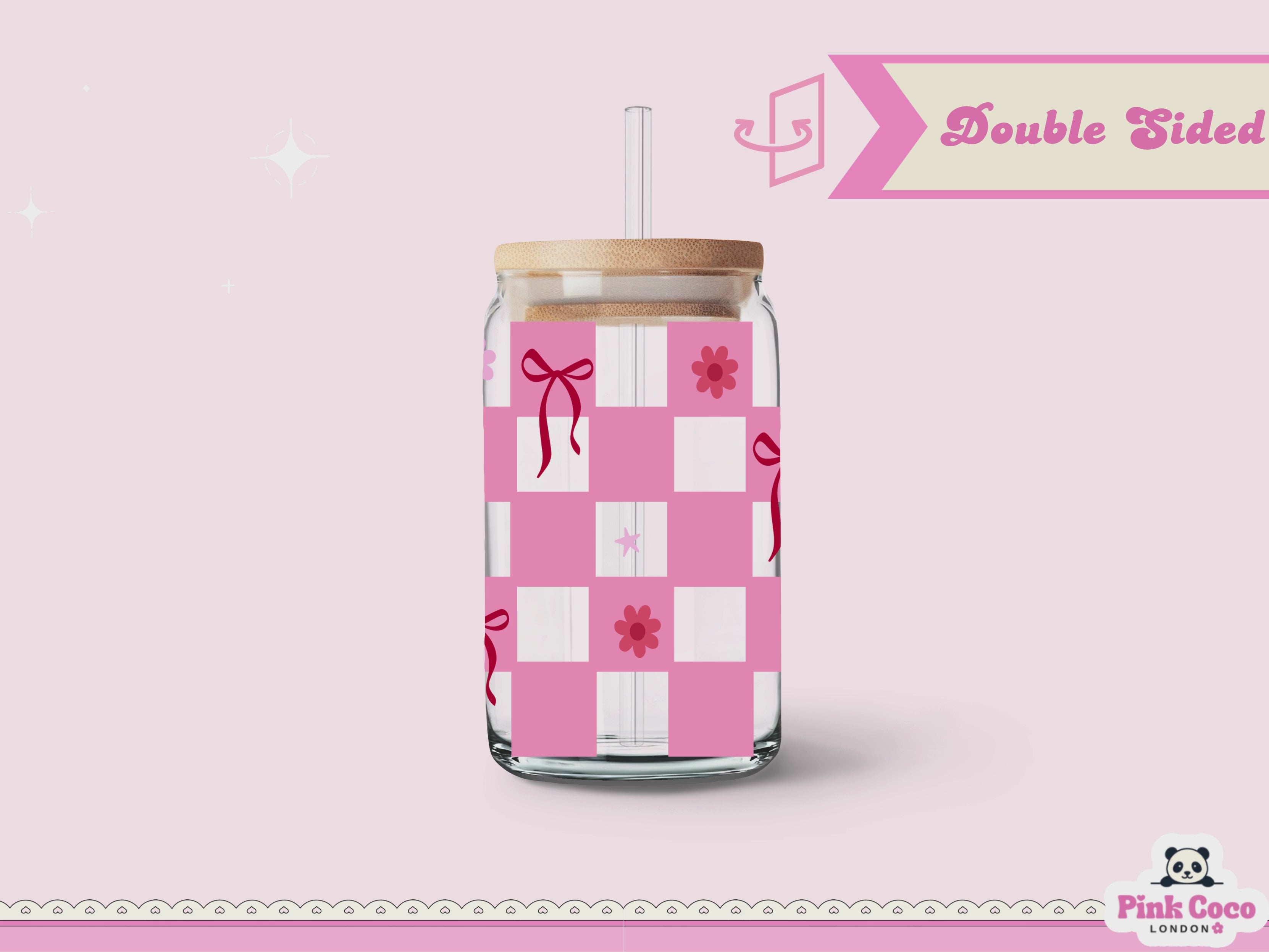 16oz Libbey Glass Can| UV DTF Double Sided| Coquette
