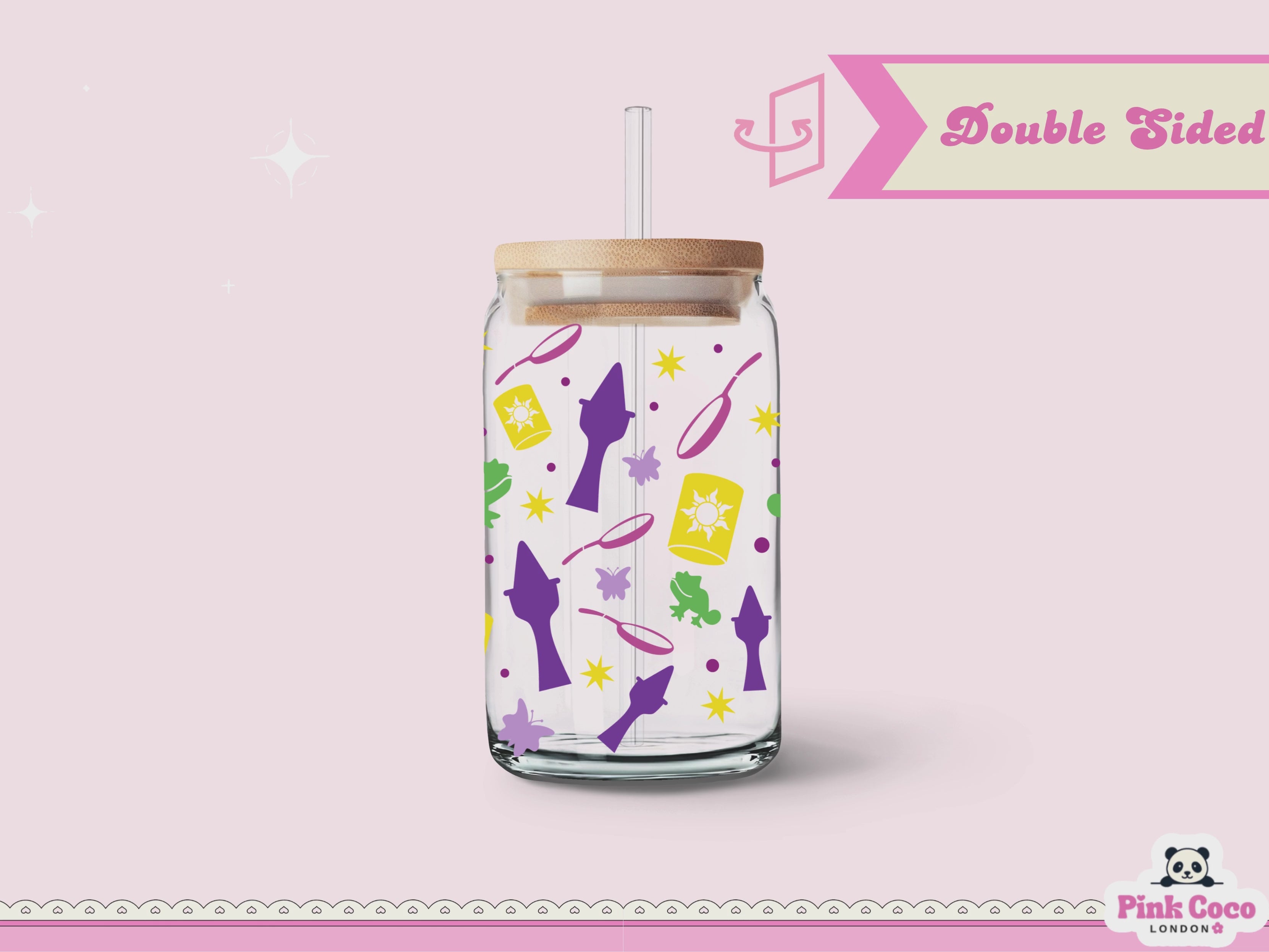 16oz Libbey Glass Can| UV DTF Double Sided| Chameleon and Tower