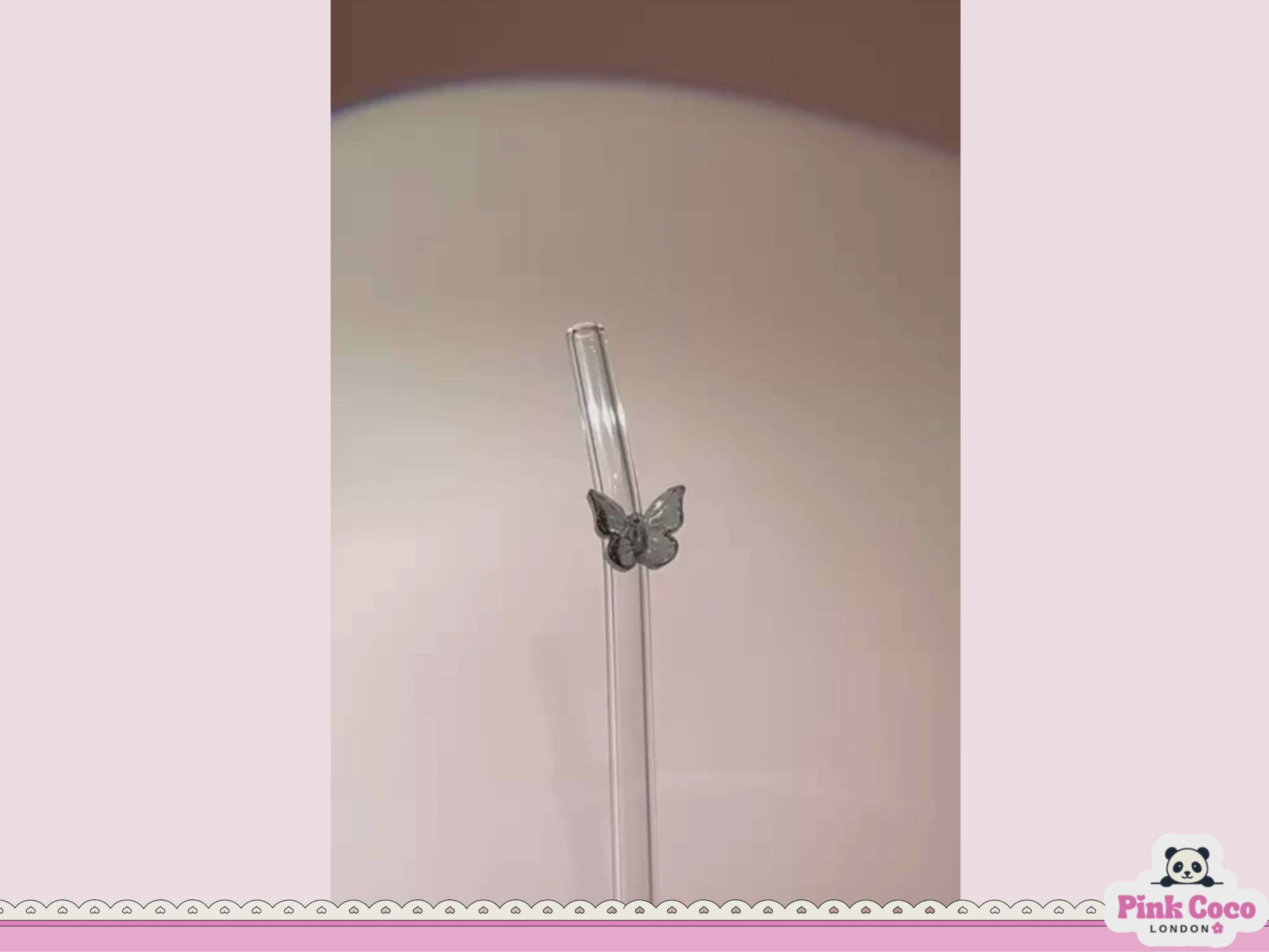 Glass Straw with Butterfly- Black
