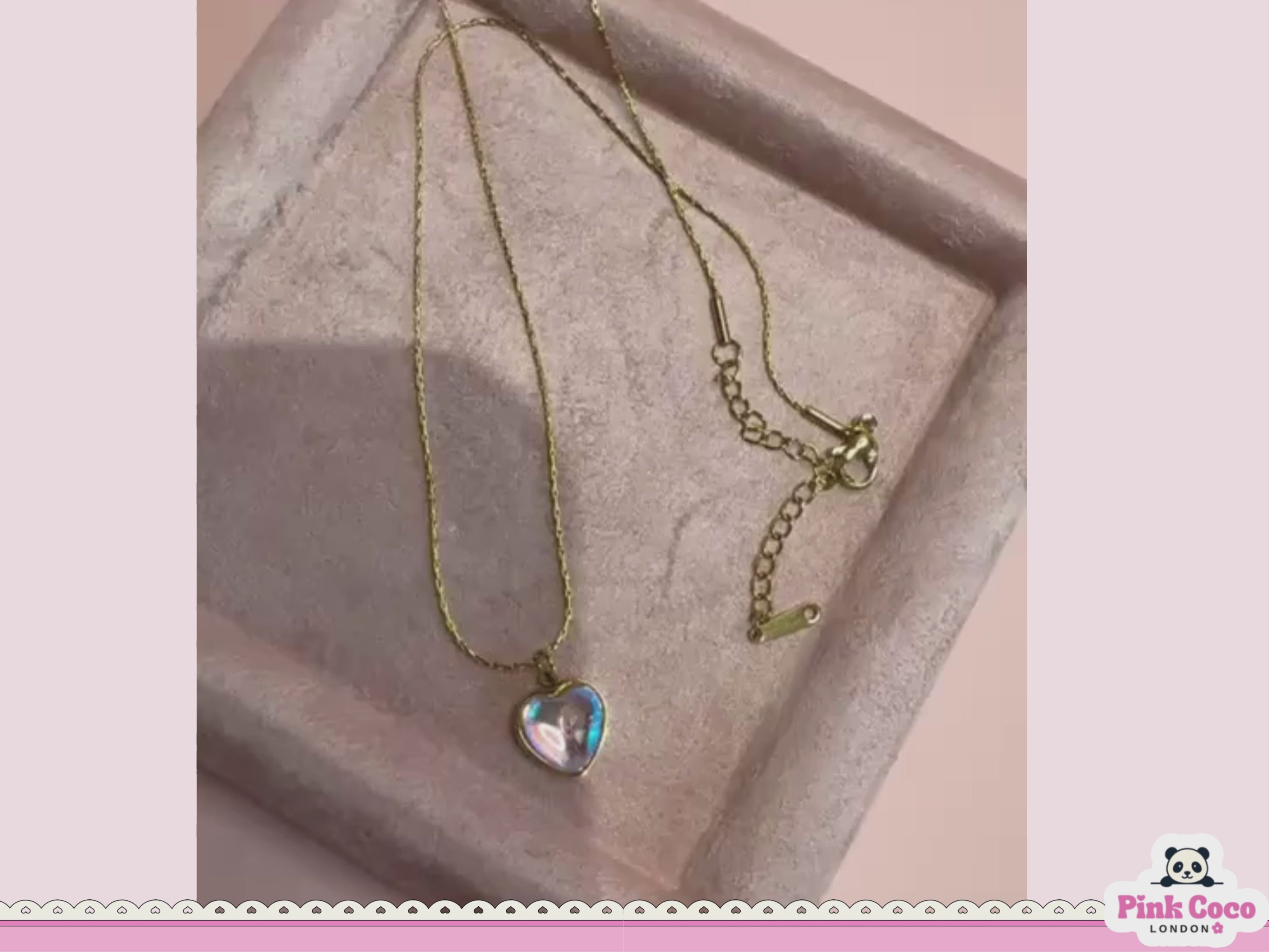 Moon Stone Heart Necklace