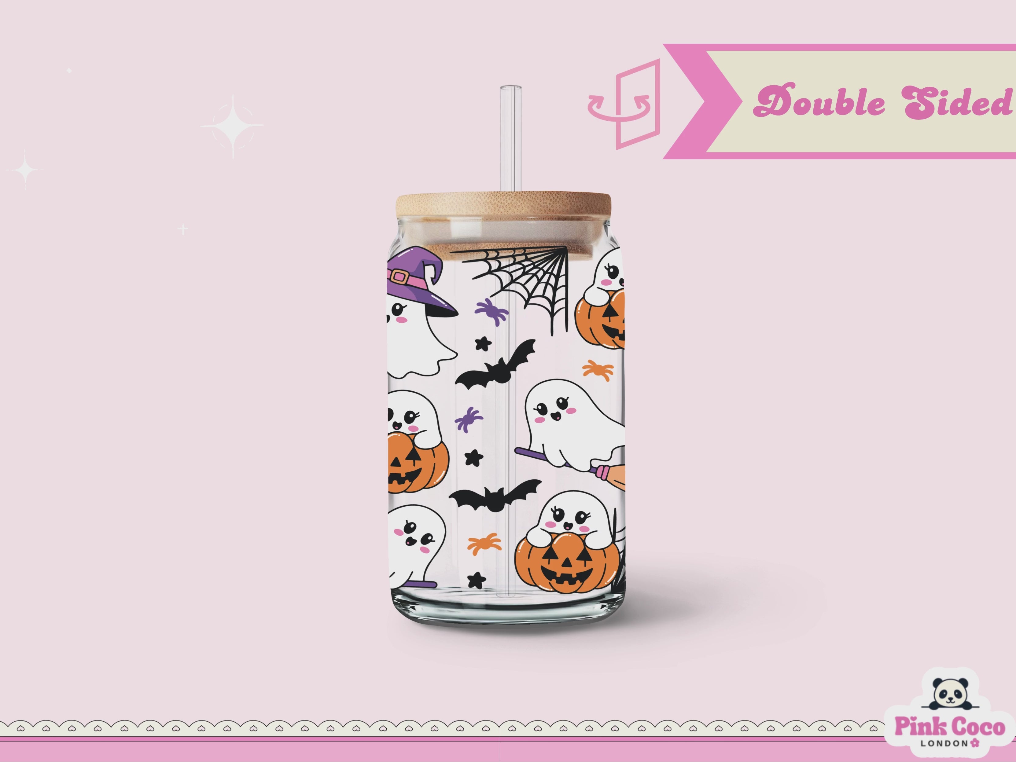 16oz Libbey Glass Can| UV DTF Double Sided| Halloween 1