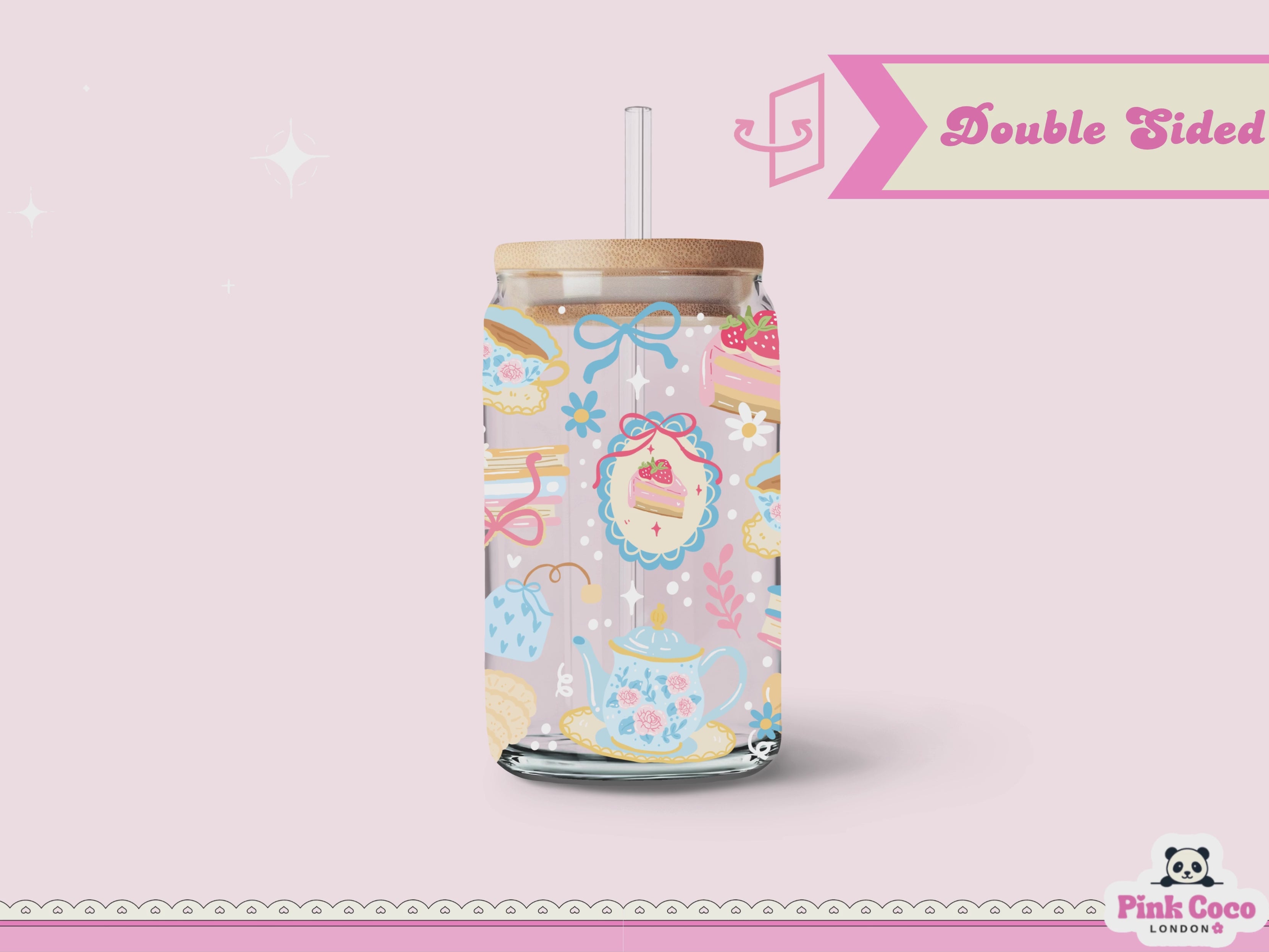 16oz Libbey Glass Can| UV DTF Double Sided| Coquette and Spring 4