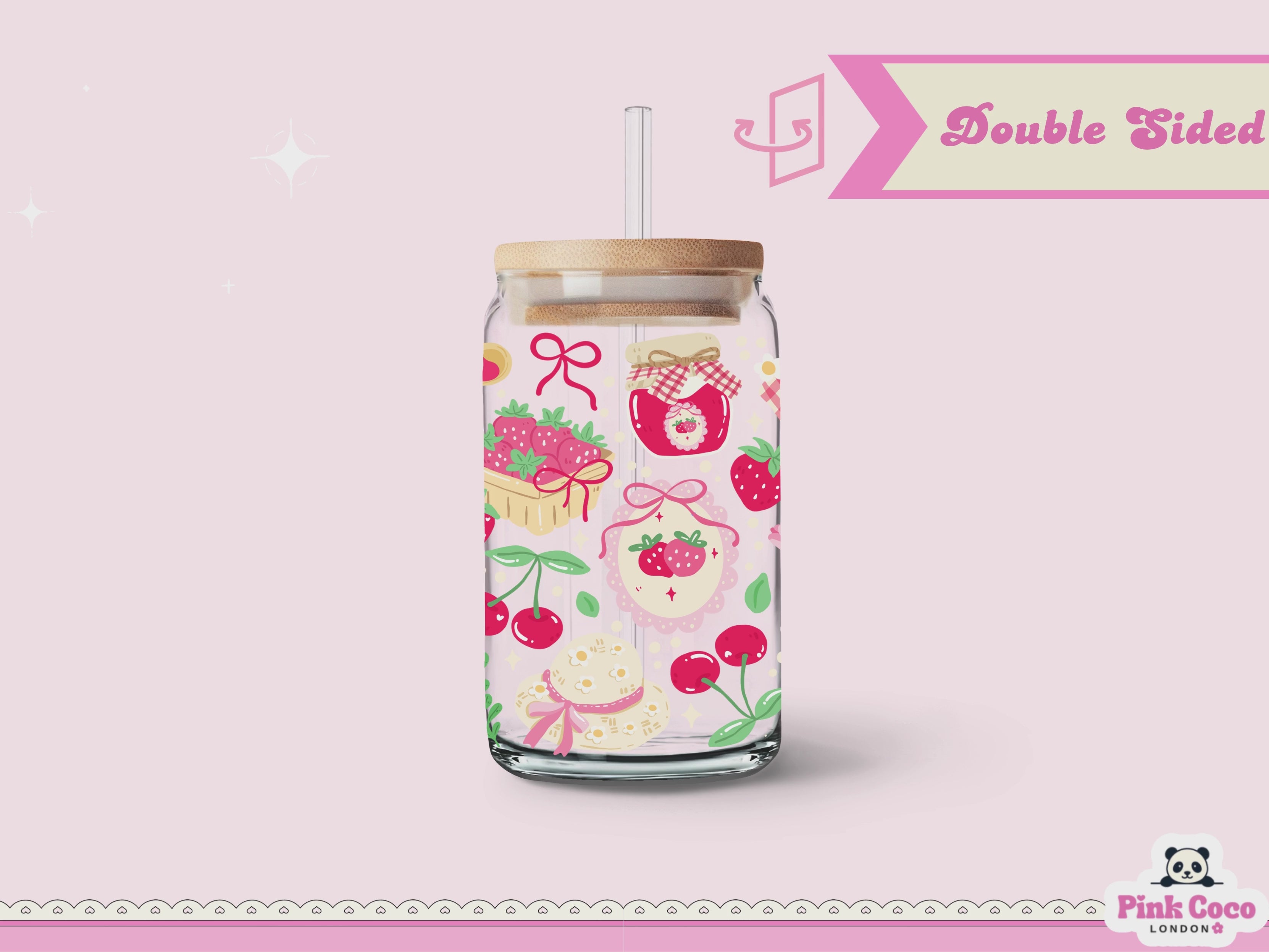 16oz Libbey Glass Can| UV DTF Double Sided| Coquette and Jam