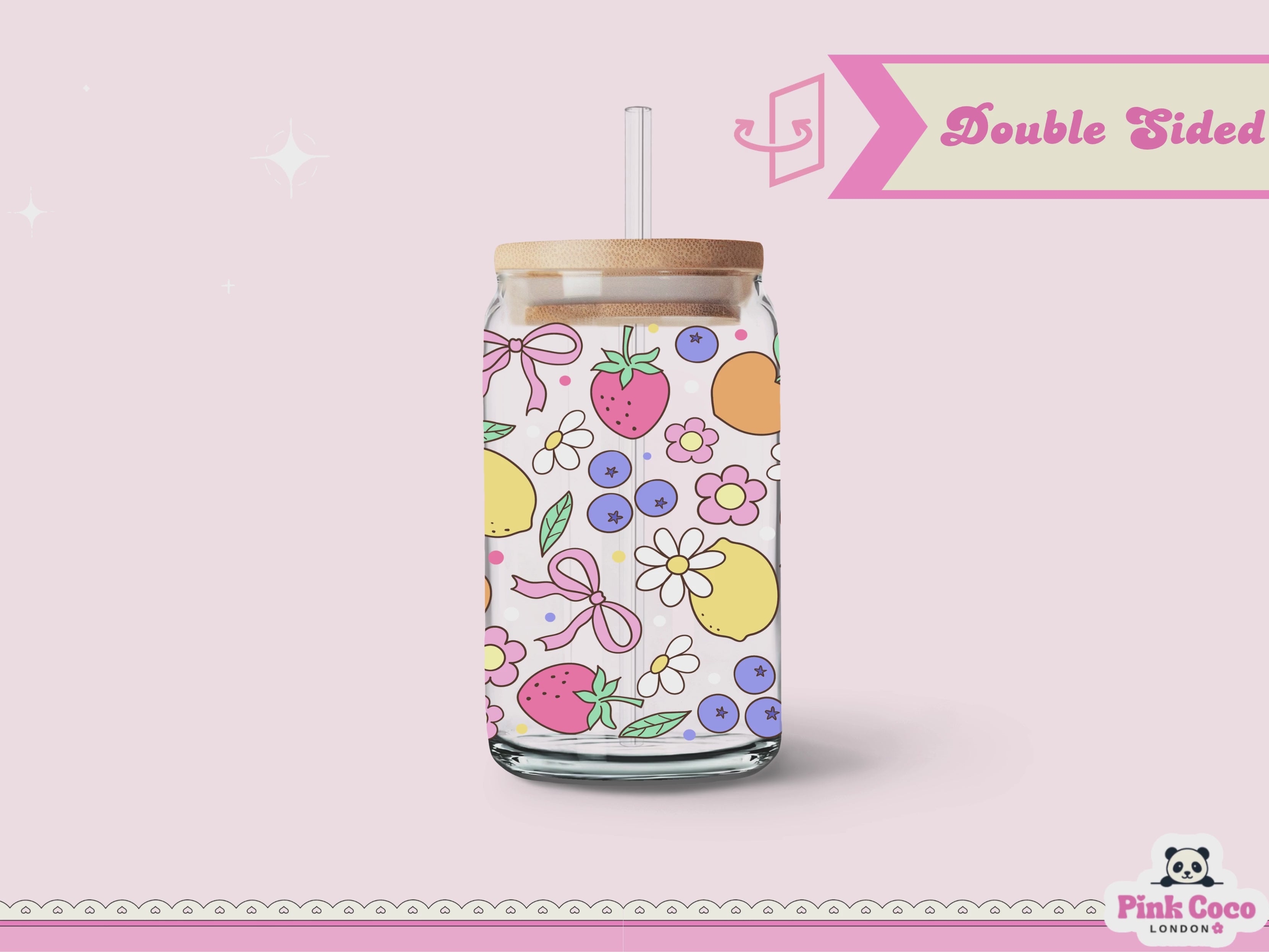 16oz Libbey Glass Can| UV DTF Double Sided| Spring Coquette