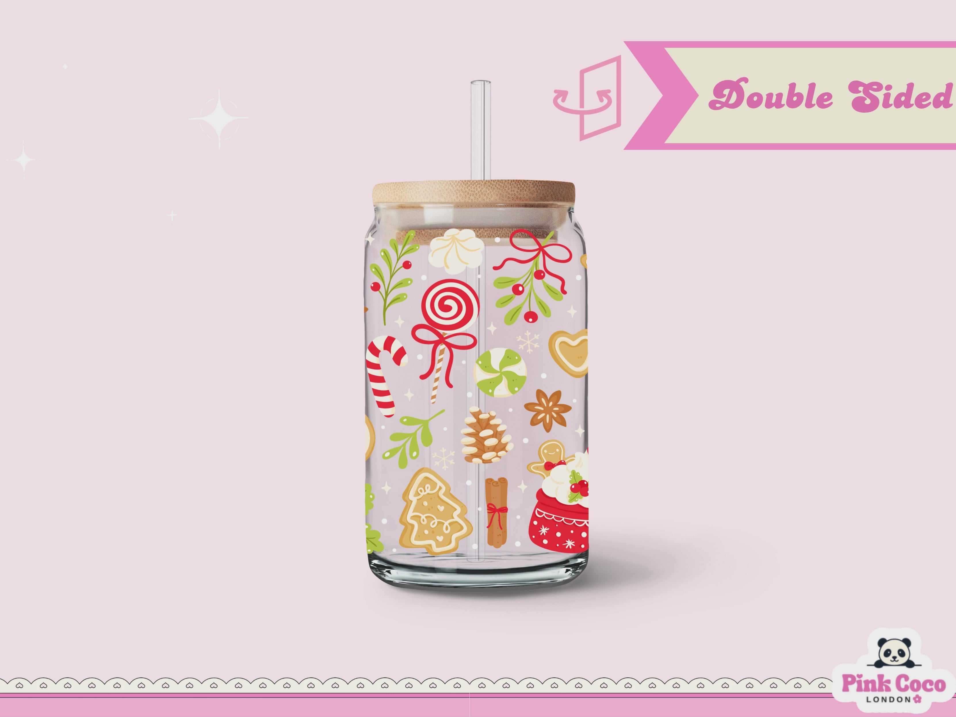 16oz Libbey Glass Can| UV DTF Double Sided| Christmas 2