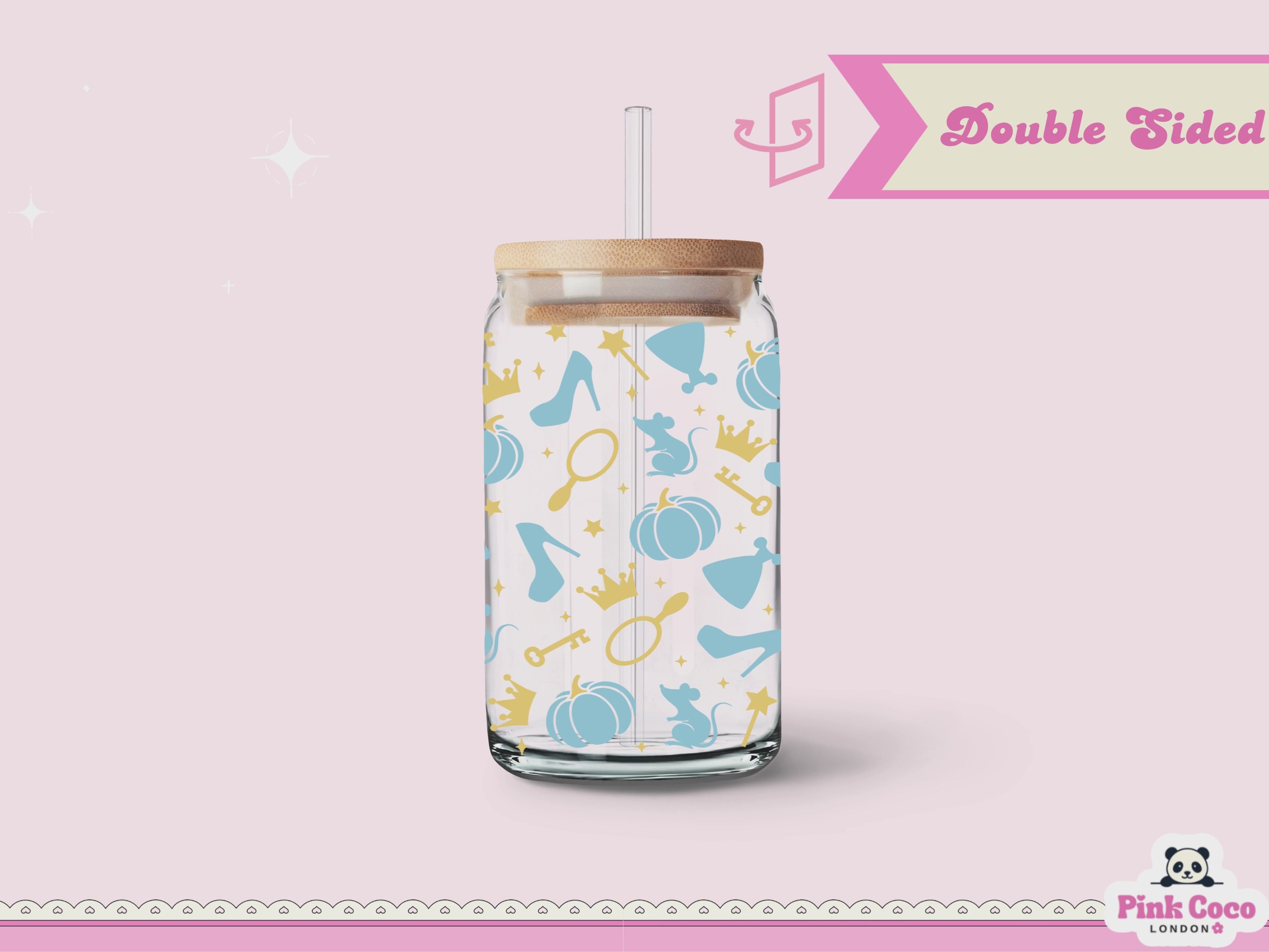 16oz Libbey Glass Can| UV DTF Double Sided| Shoes of Princess